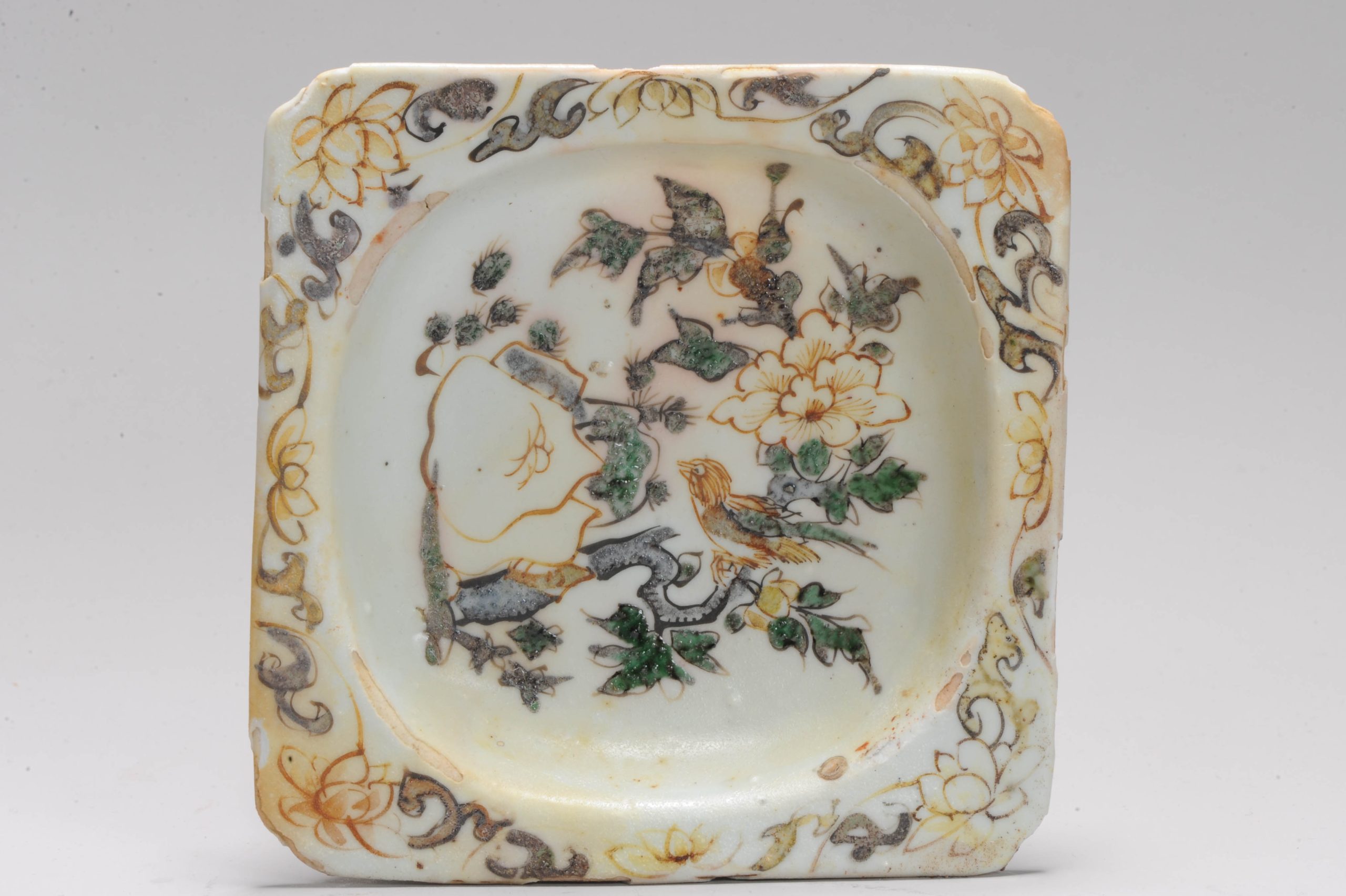 Antique 17C Ko Akae Dish Chinese porcelain Wucai Tianqi Chongzhen BIRD - Image 12