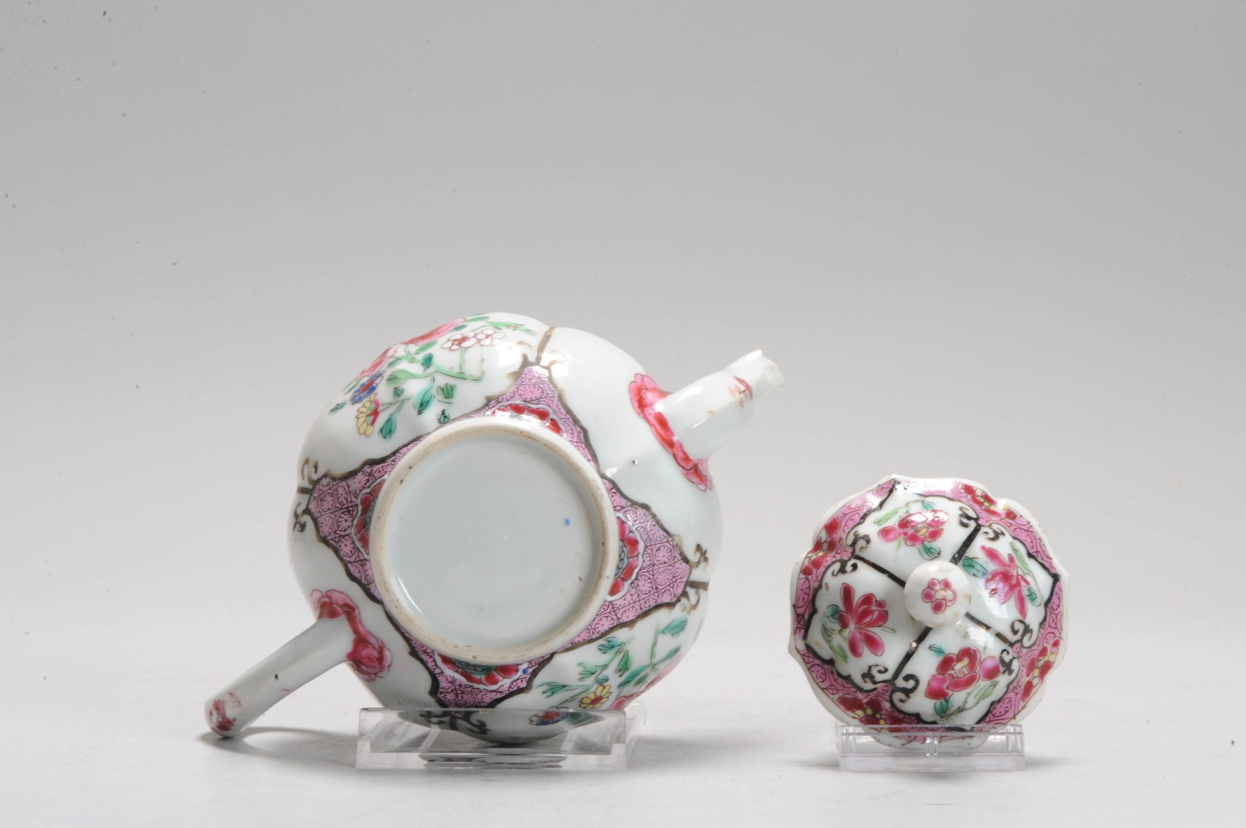 Antique Ca 1730 Chinese Porcelain Yongzheng Fencai Decorated Teapot Rose - Image 10