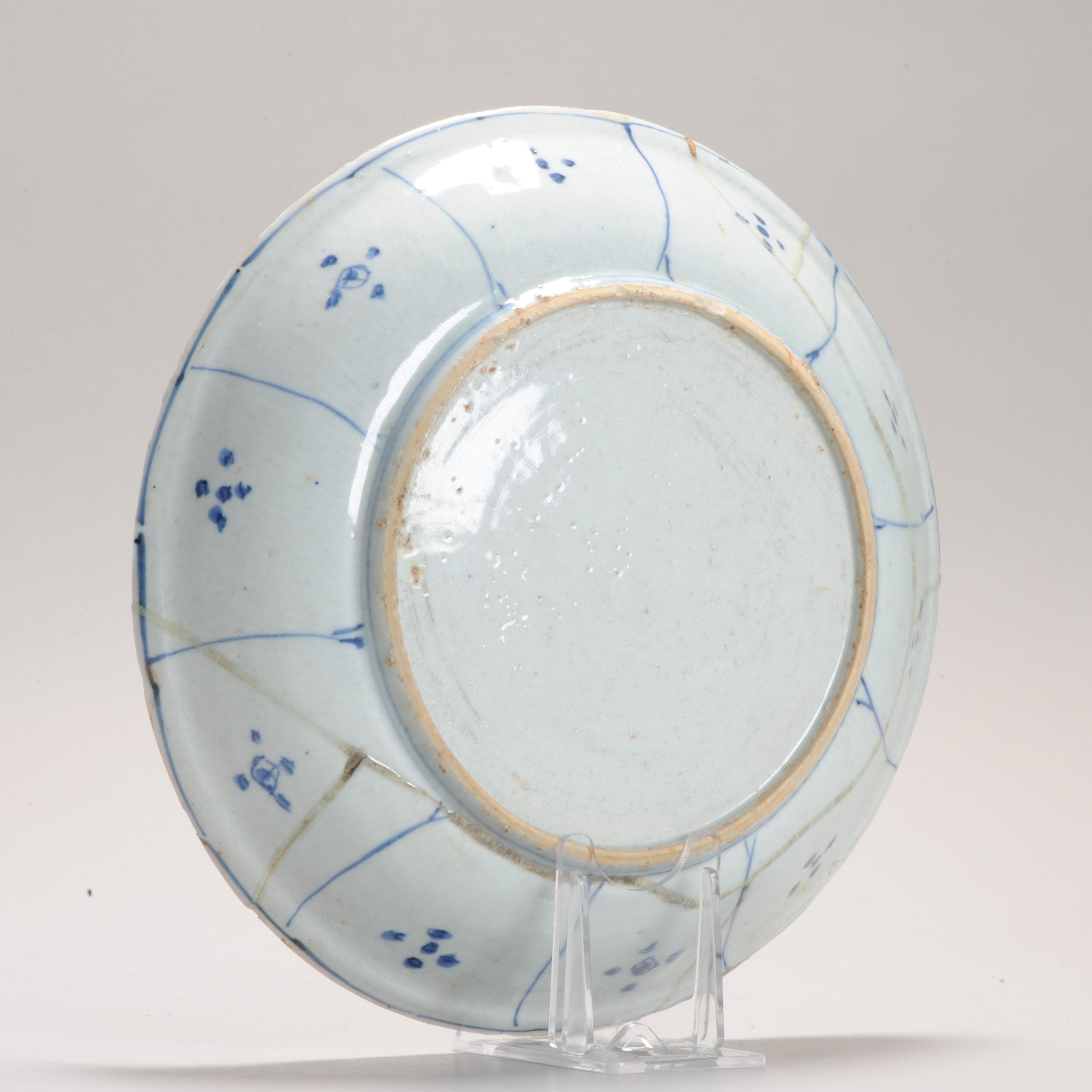 Antique Transitional Ming Chinese Porcelain Fenghuang Kraak dish Flowers Symbols - Image 8