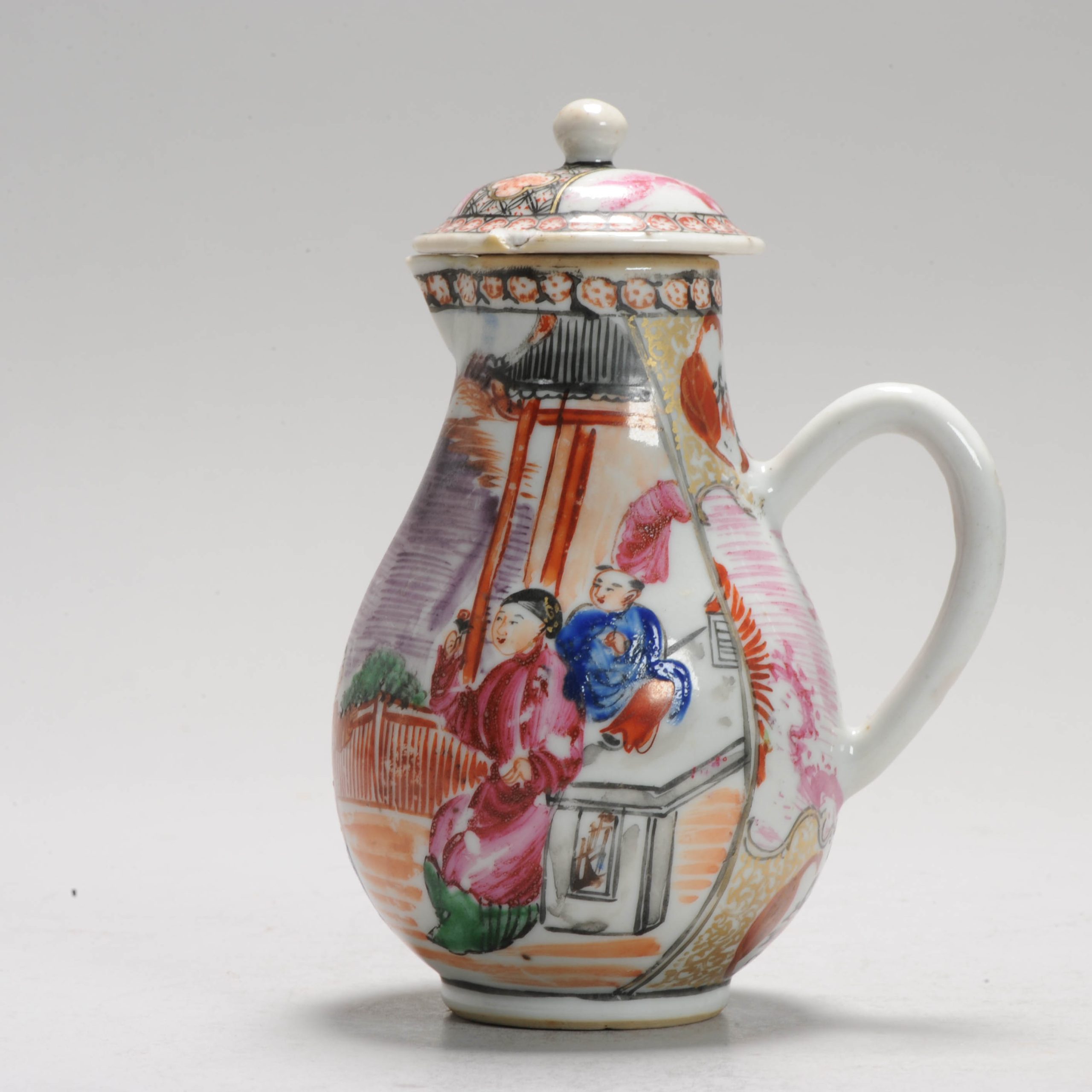 Antique 18C Chinese Porcelain MANDARIN Tea Creamer Chine de Commande Qianlong - Image 7