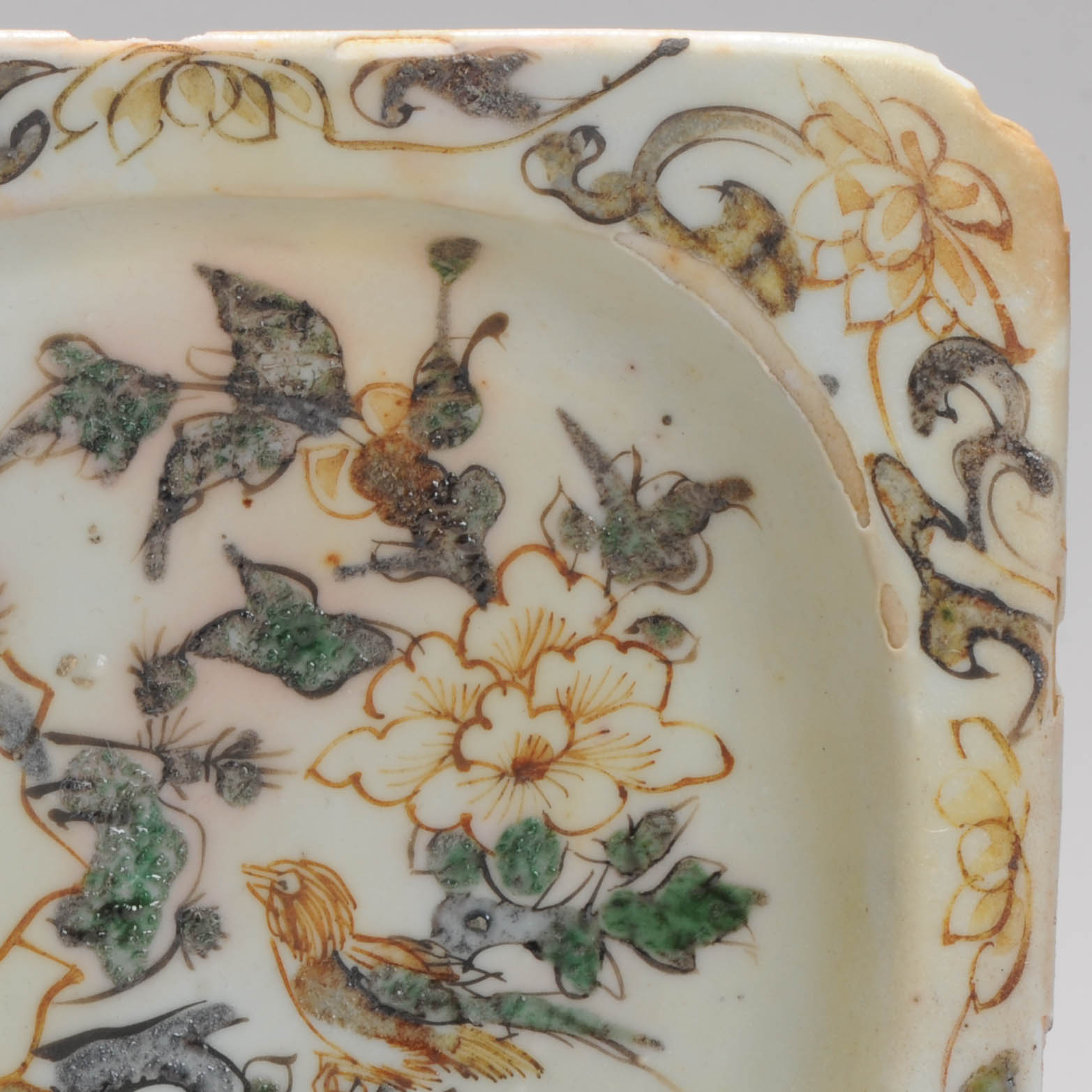 Antique 17C Ko Akae Dish Chinese porcelain Wucai Tianqi Chongzhen BIRD - Image 9