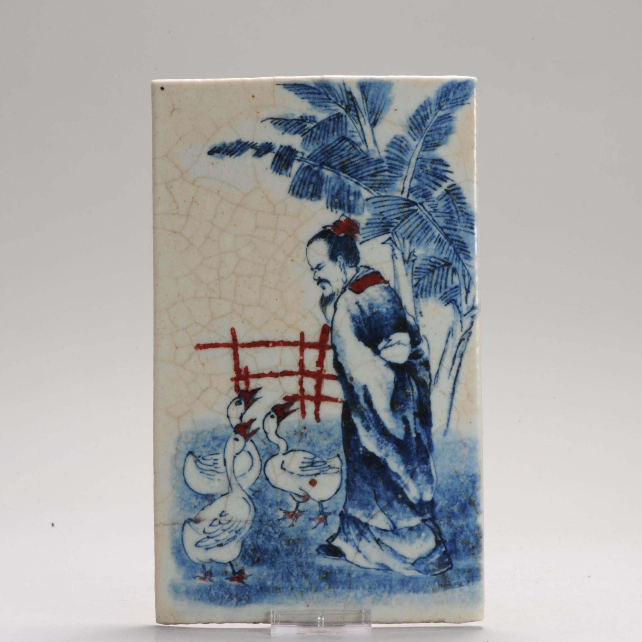 China Republic Plaque Early 20th C Chinese porcelain Wang Xizhi (c. 303-c. 36...