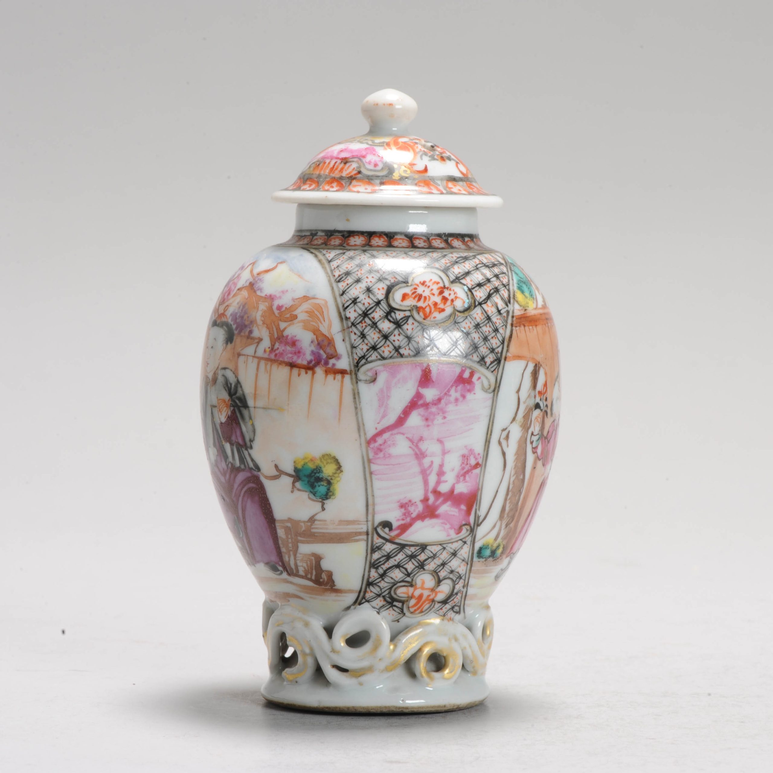 Antique 18C Chinese Porcelain MANDARIN Tea Caddy Chine de Commande Qianlong - Image 11