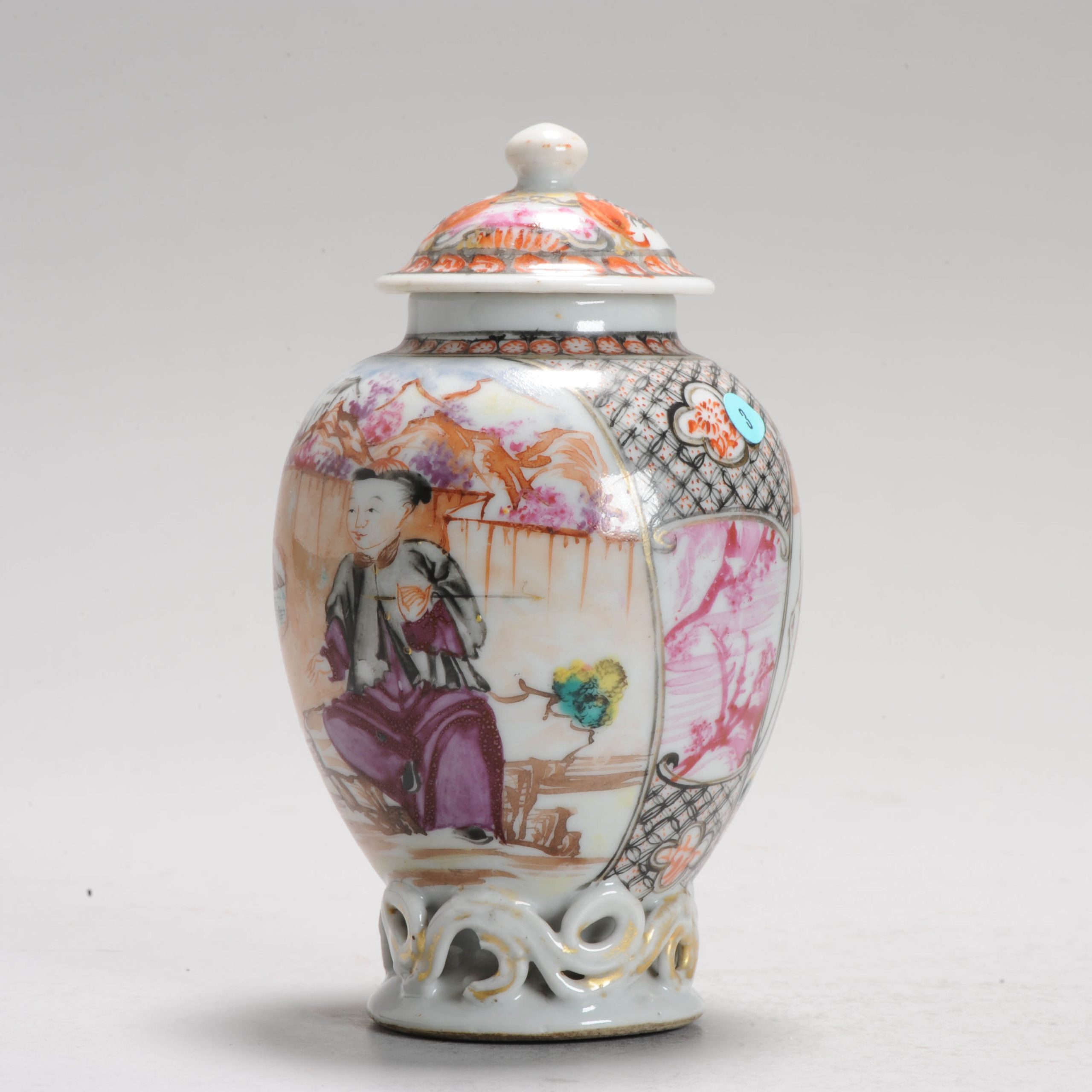 Antique 18C Chinese Porcelain MANDARIN Tea Caddy Chine de Commande Qianlong - Image 12