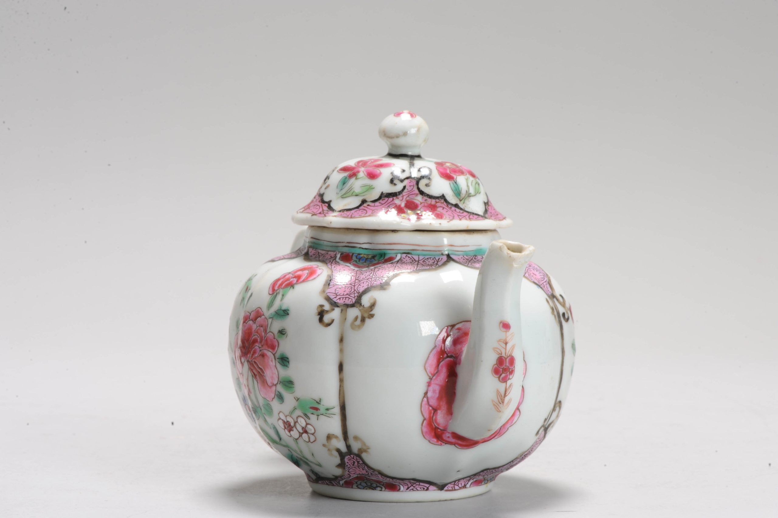 Antique Ca 1730 Chinese Porcelain Yongzheng Fencai Decorated Teapot Rose - Image 12