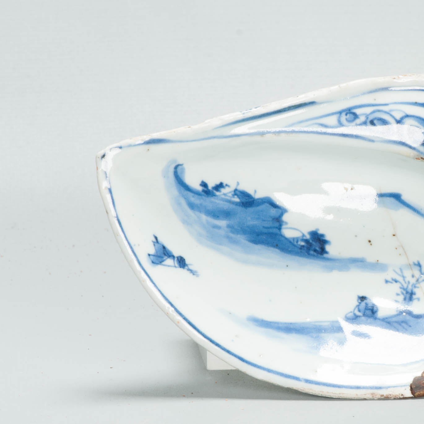 Antique Chinese Porcelain Dish ca 1600-1640 Shell Shape Literatus Kosometsuke - Image 6