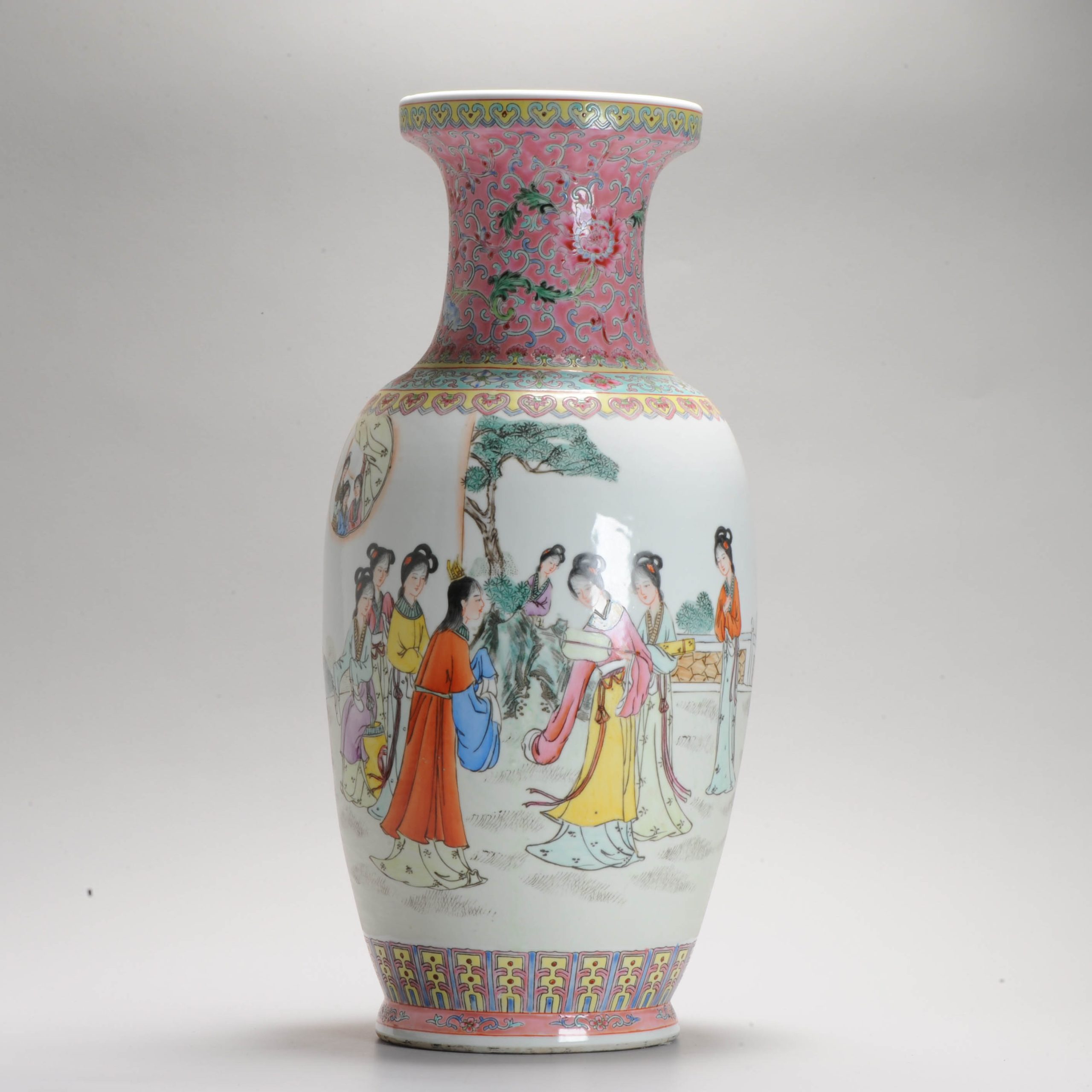 1970’s Chinese porcelain ProC Vase Ladies in a Garden Qianlong Mark