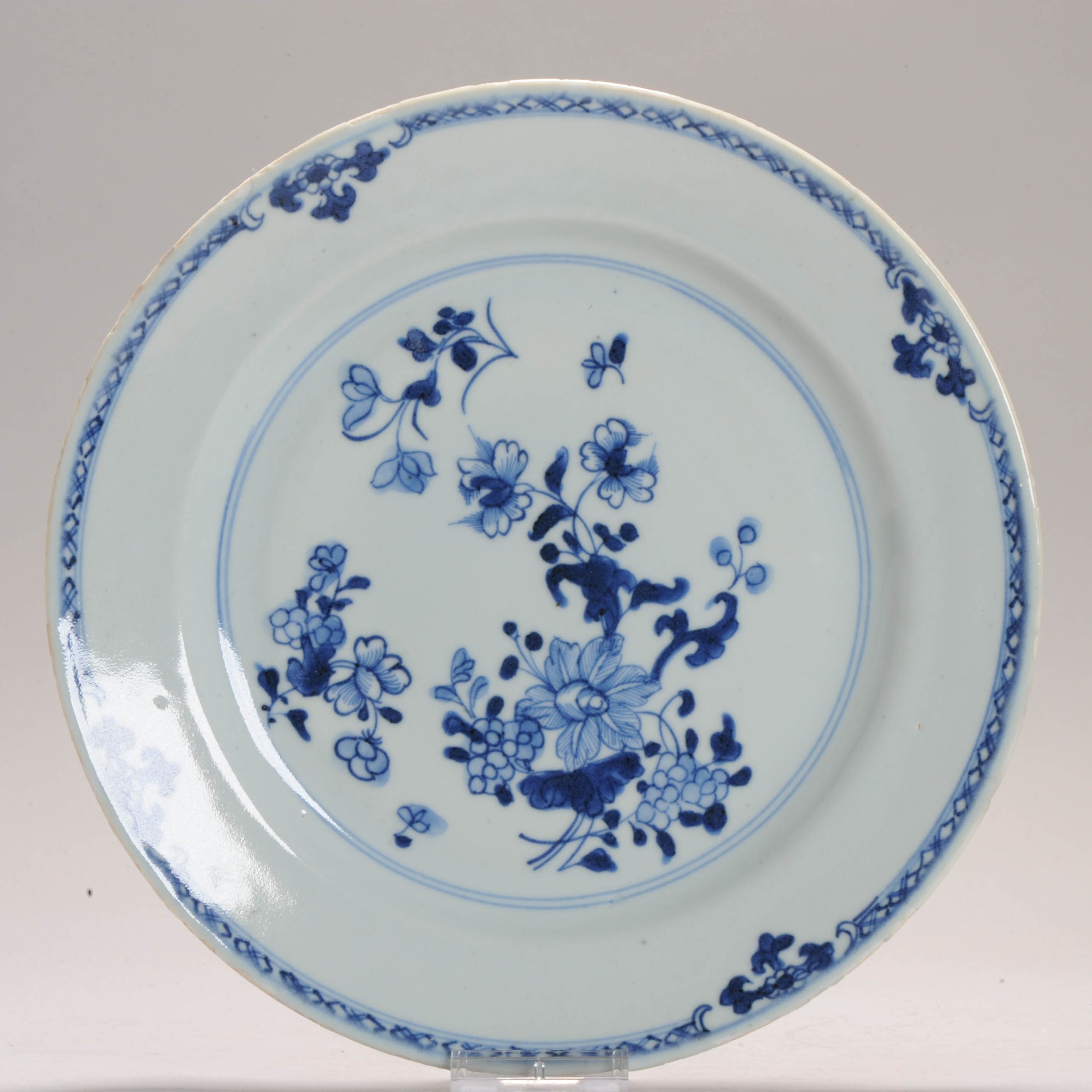 Antique Blue and White Chinese Plate 18th Floral Plate Chinese Porcelain Qing Dynasty