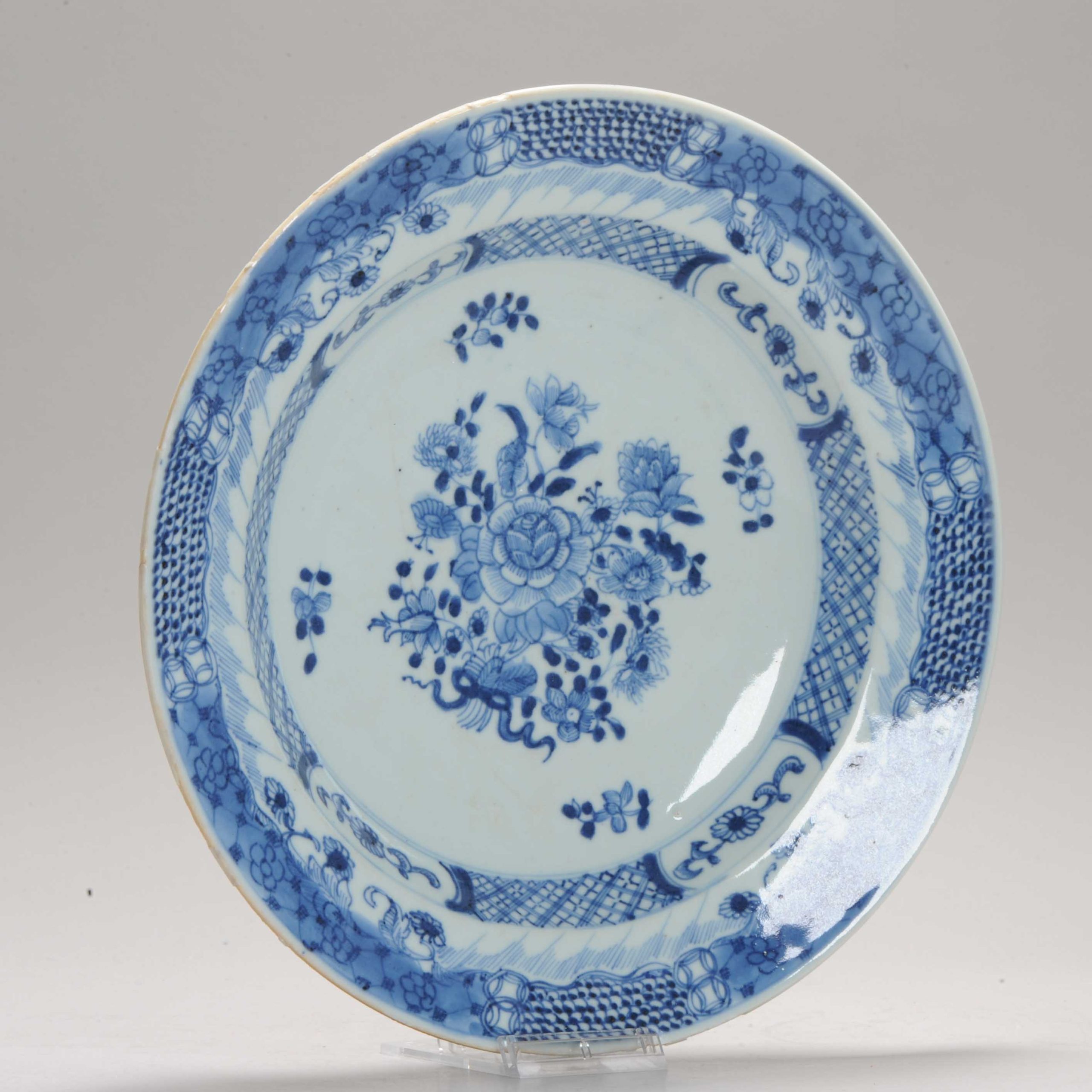 Antique Blue and White Chinese Plate 18th Floral Plate Chinese Porcelain Qing Dynasty - Image 12