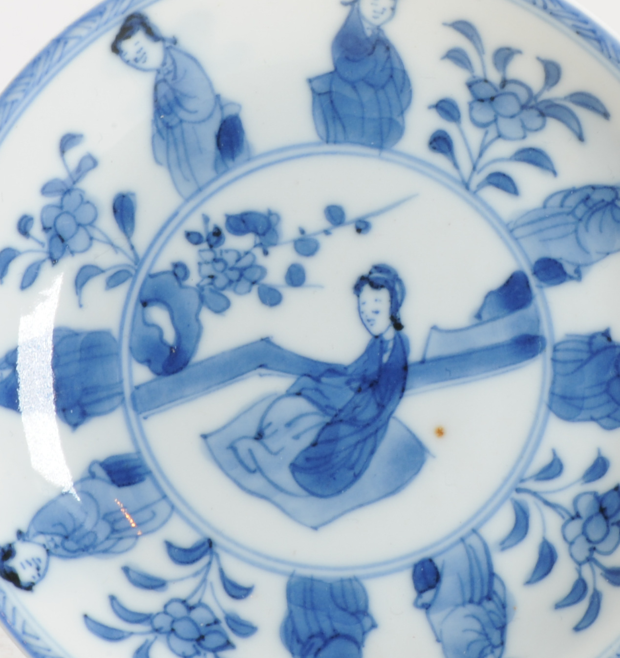 Chinese Kangxi Period Porcelain Dish Liza Garden Blue White Marked at Base - Image 2