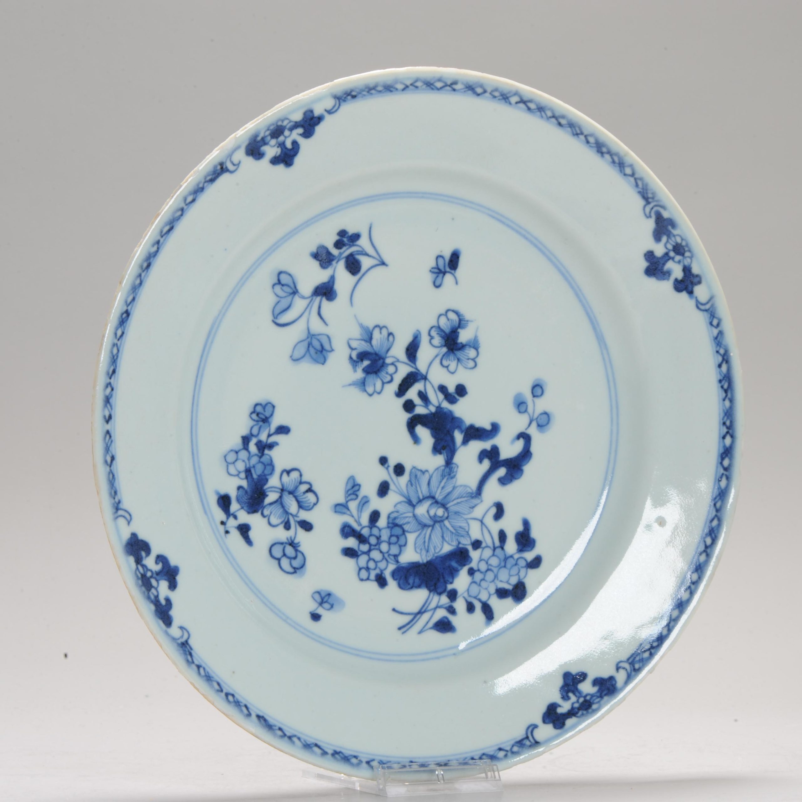 Antique Blue and White Chinese Plate 18th Floral Plate Chinese Porcelain Qing Dynasty - Image 2