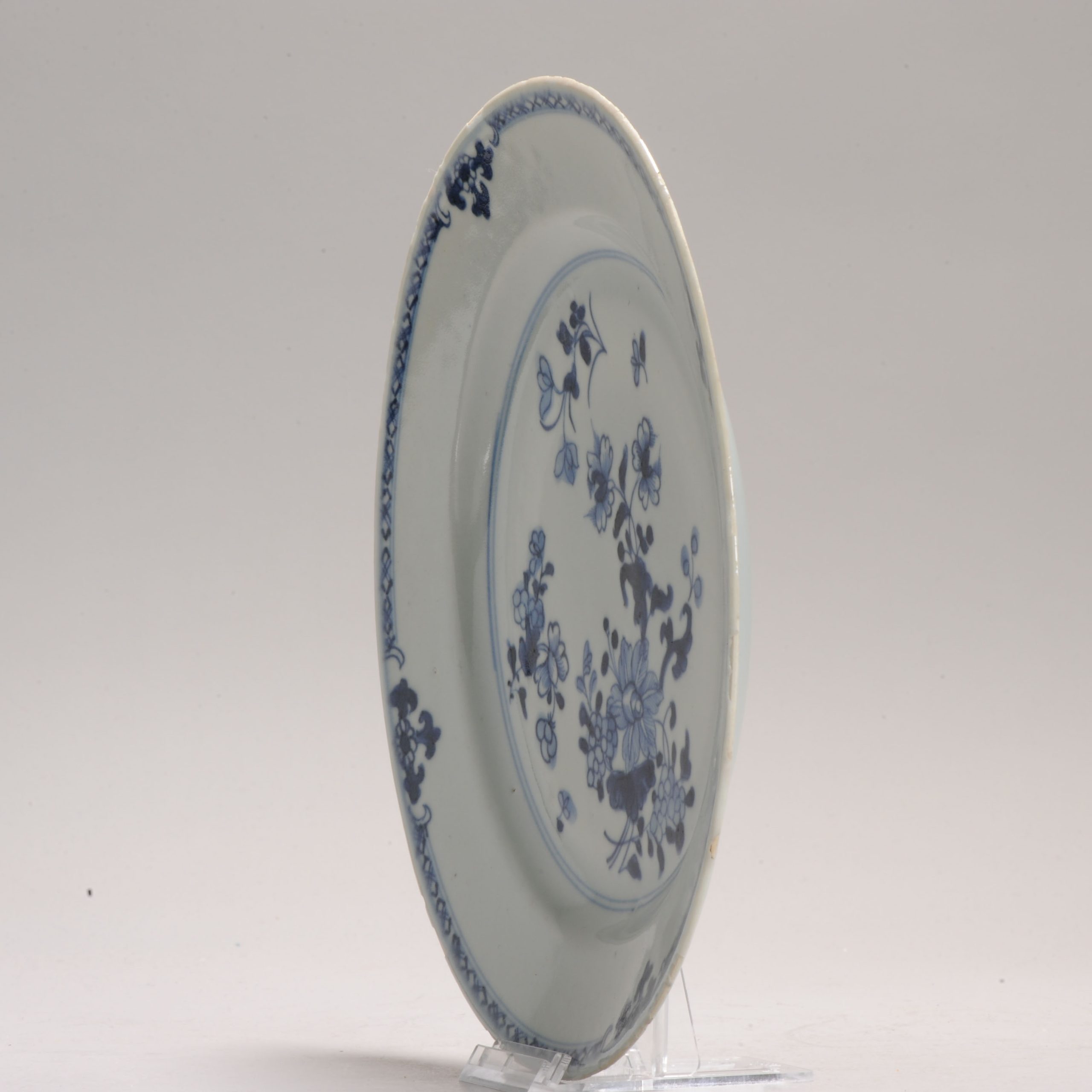 Antique Blue and White Chinese Plate 18th Floral Plate Chinese Porcelain Qing Dynasty - Image 12