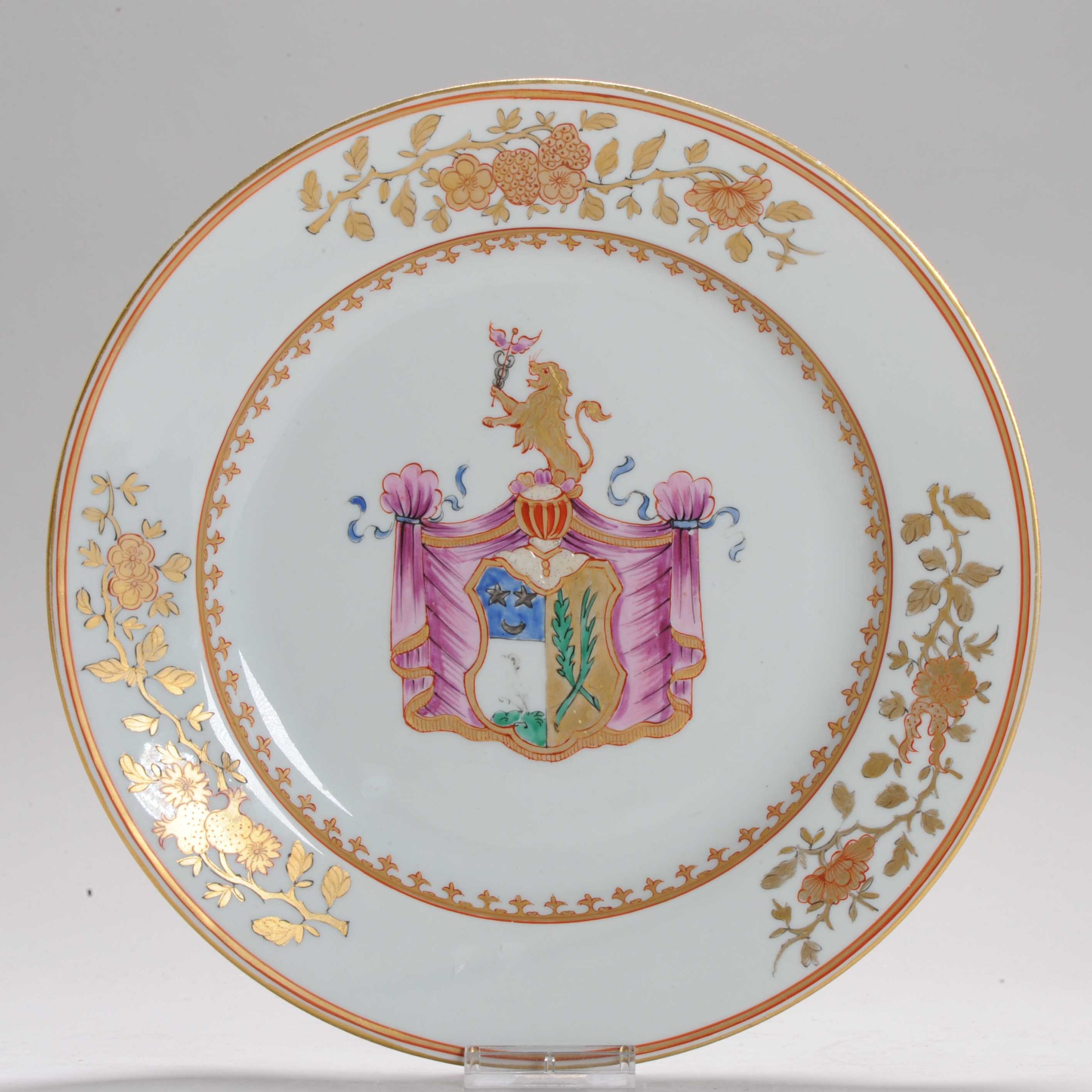 19th Samson European Armorial Dish In Chinese Qianlong style France