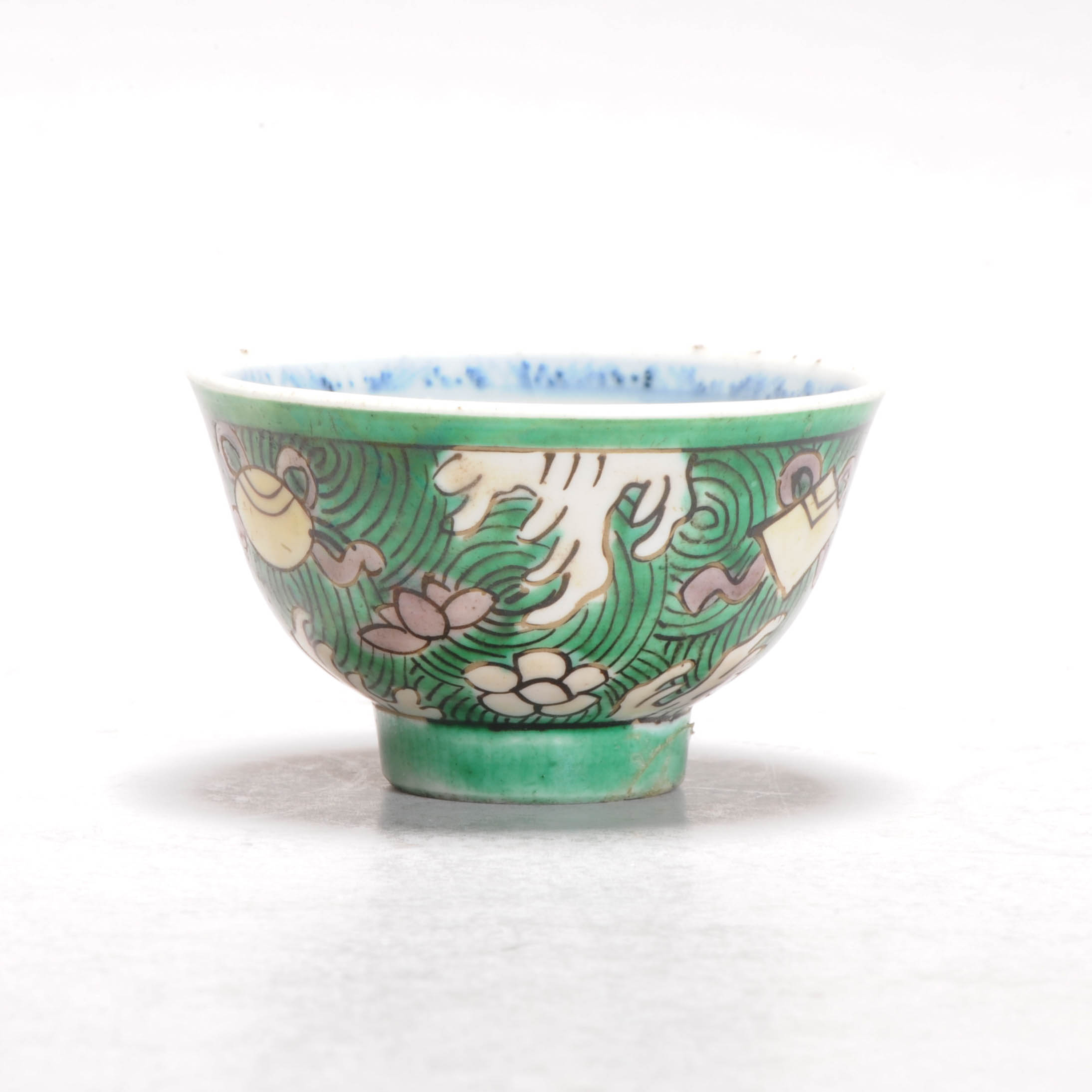 Antique Kangxi Chinese porcelain Sancai China Famille Verte Biscuit Waves Symbols - Image 10
