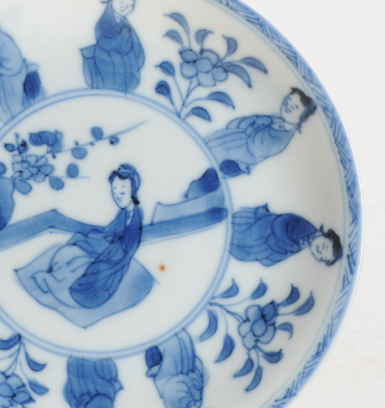 Chinese Kangxi Period Porcelain Dish Liza Garden Blue White Marked at Base - Image 3