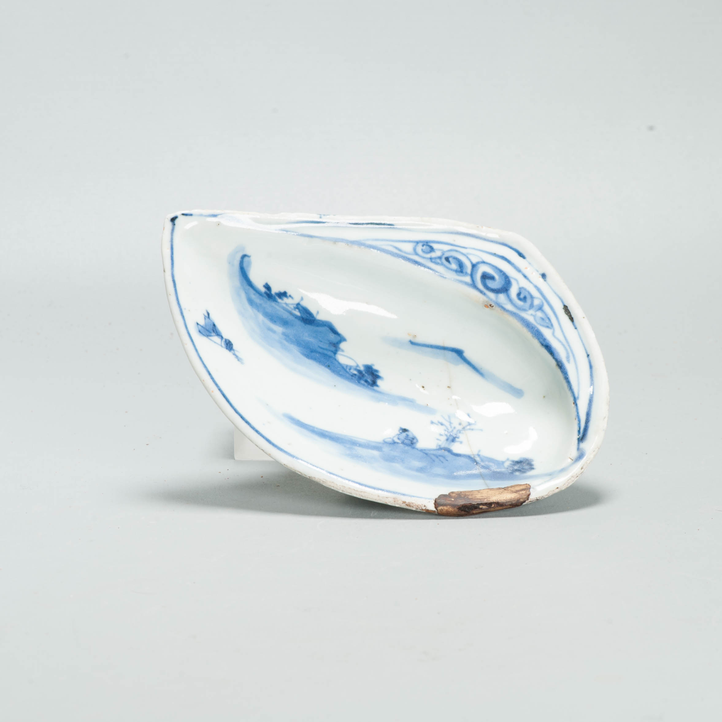 Antique Chinese Porcelain Dish ca 1600-1640 Shell Shape Literatus Kosometsuke - Image 8