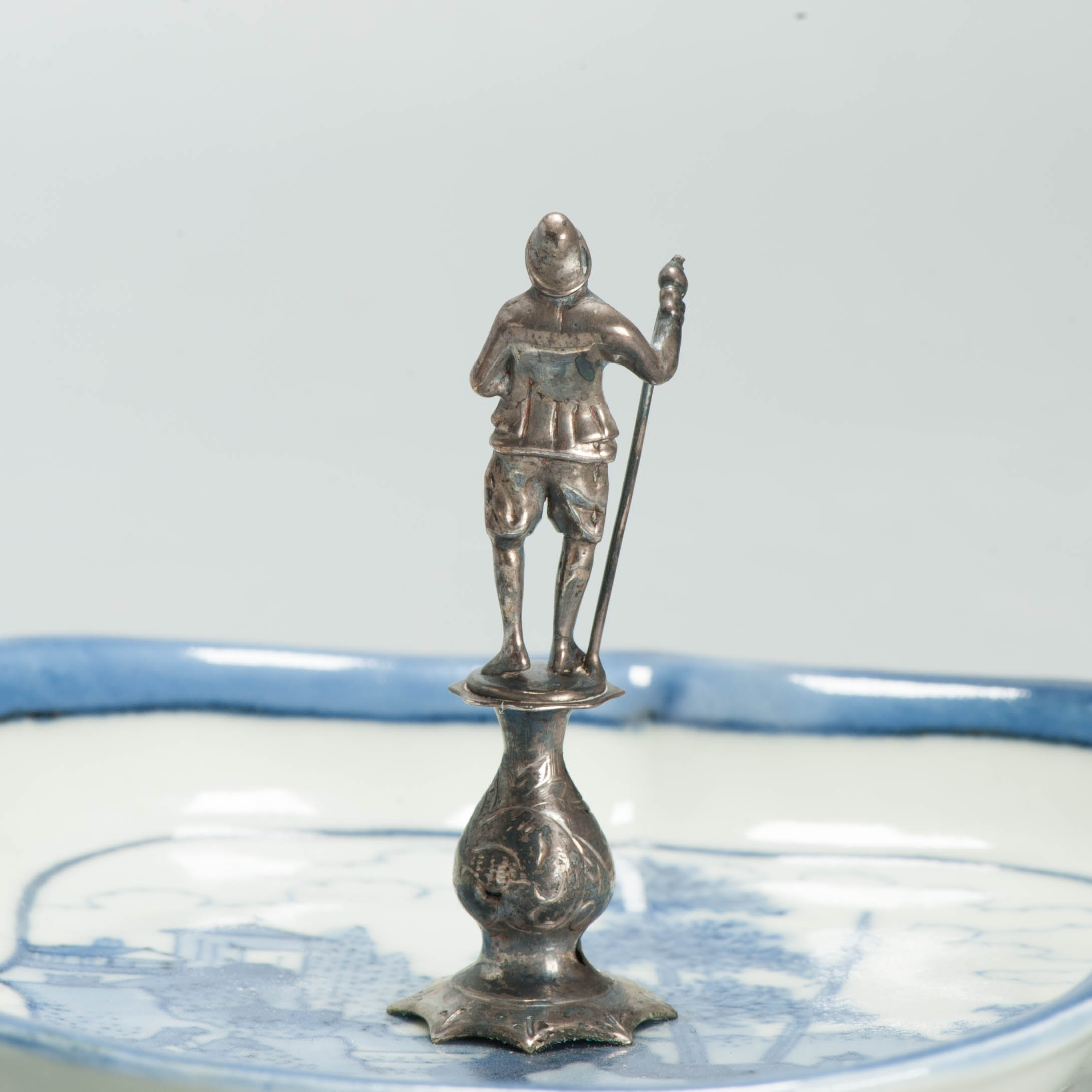 Antique c1700 Japanese Arita Van Frytom Porcelain Dish Dutch Silver Mounted - Image 3
