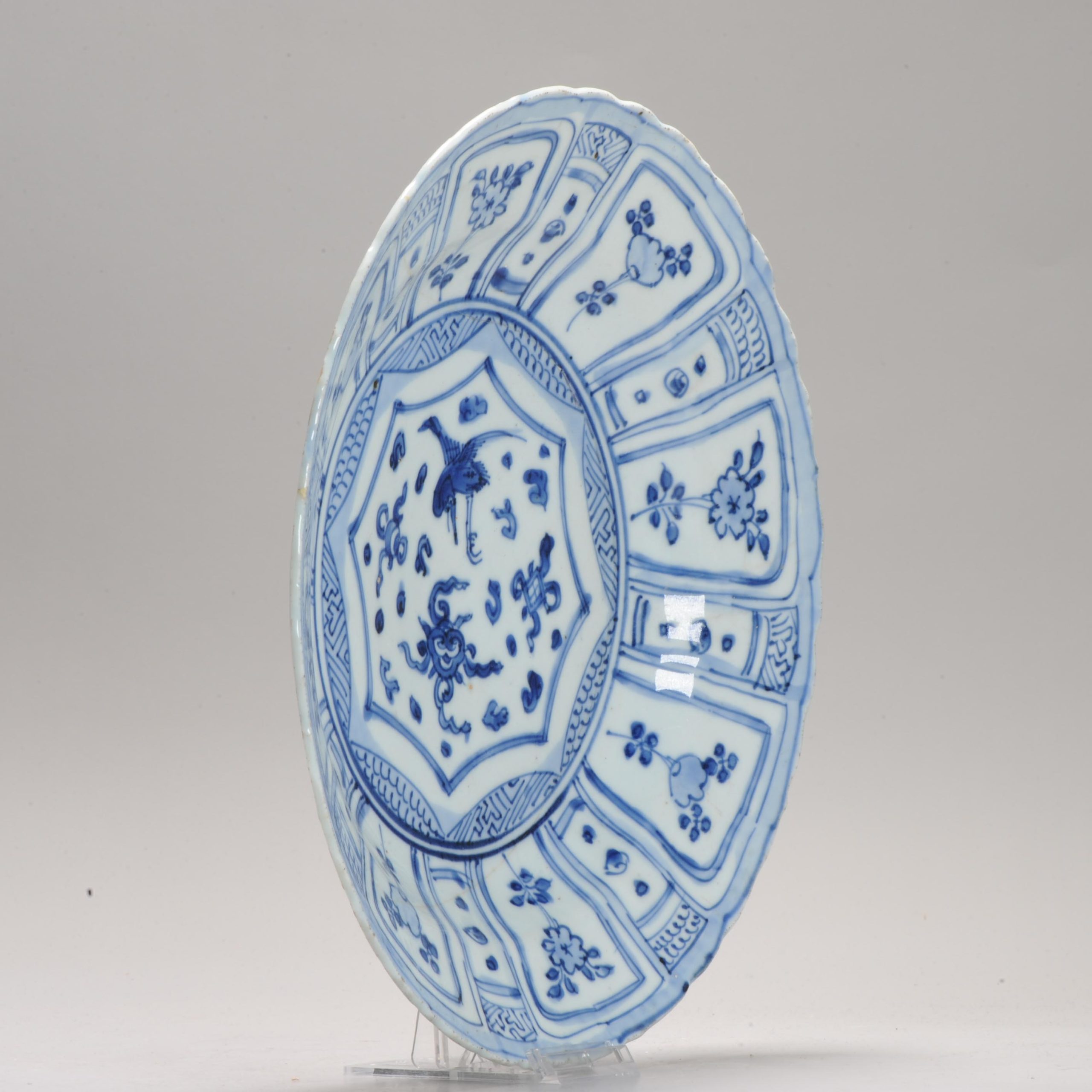 Antique Ming Period Chinese Porcelain Kraak dish Crane and Auspicious Symbol - 图片 4