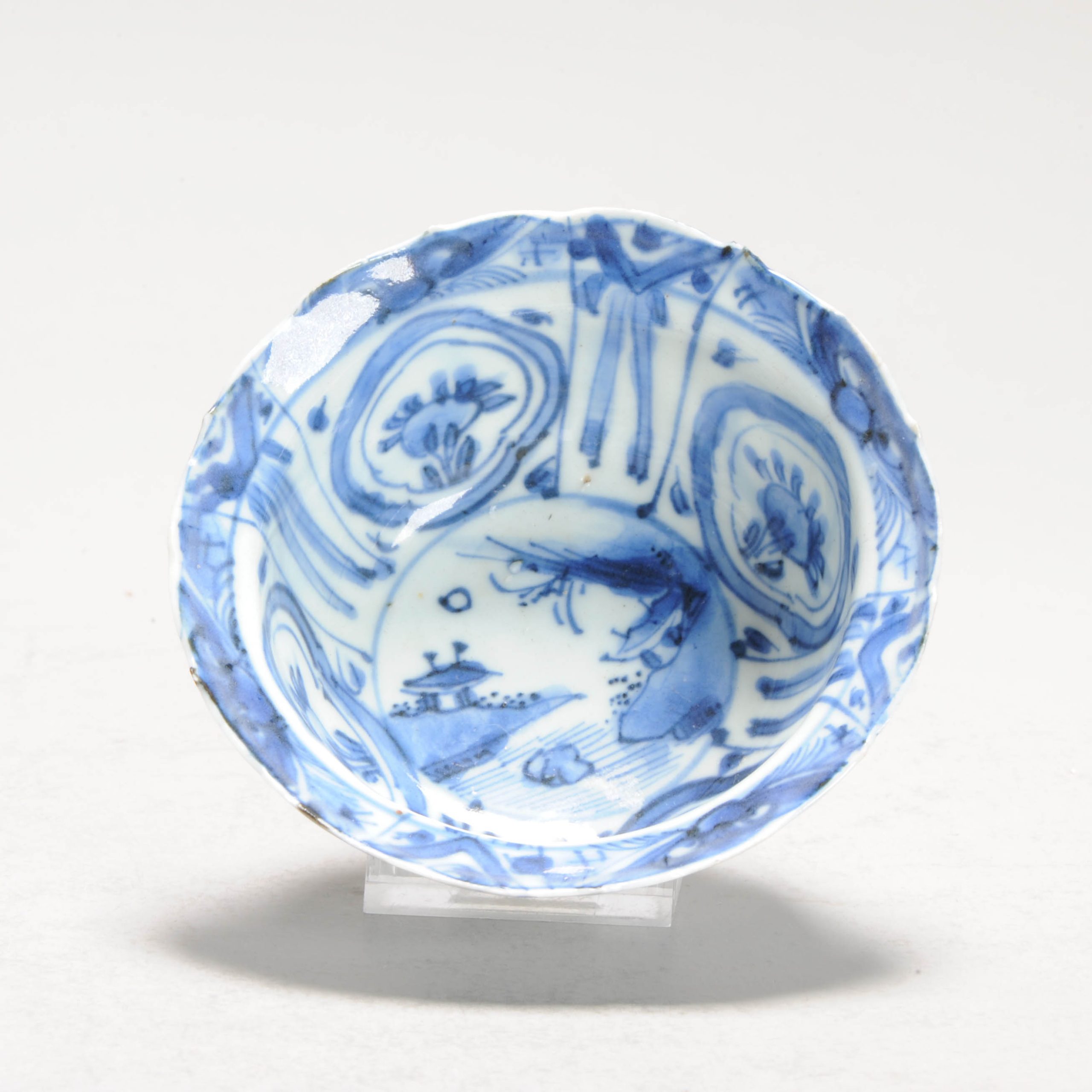 Antique Ming Period Chinese Porcelain Kraak Miniature Klapmuts Xieyi Landscape - Image 2