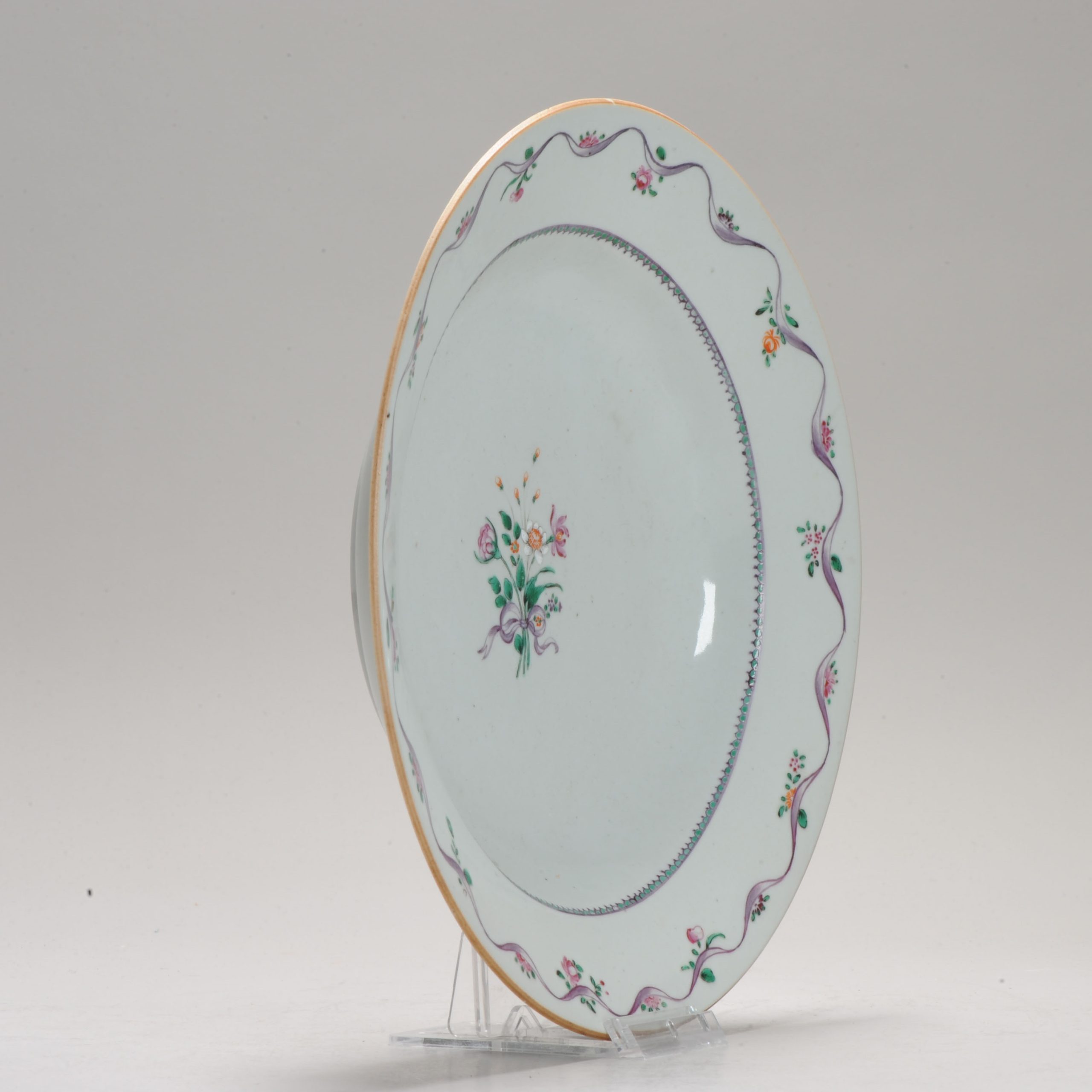 Antique Famille Rose Dish Chinese Plate 18th Floral Plate Chinese Porcelain Qianlong - Image 3