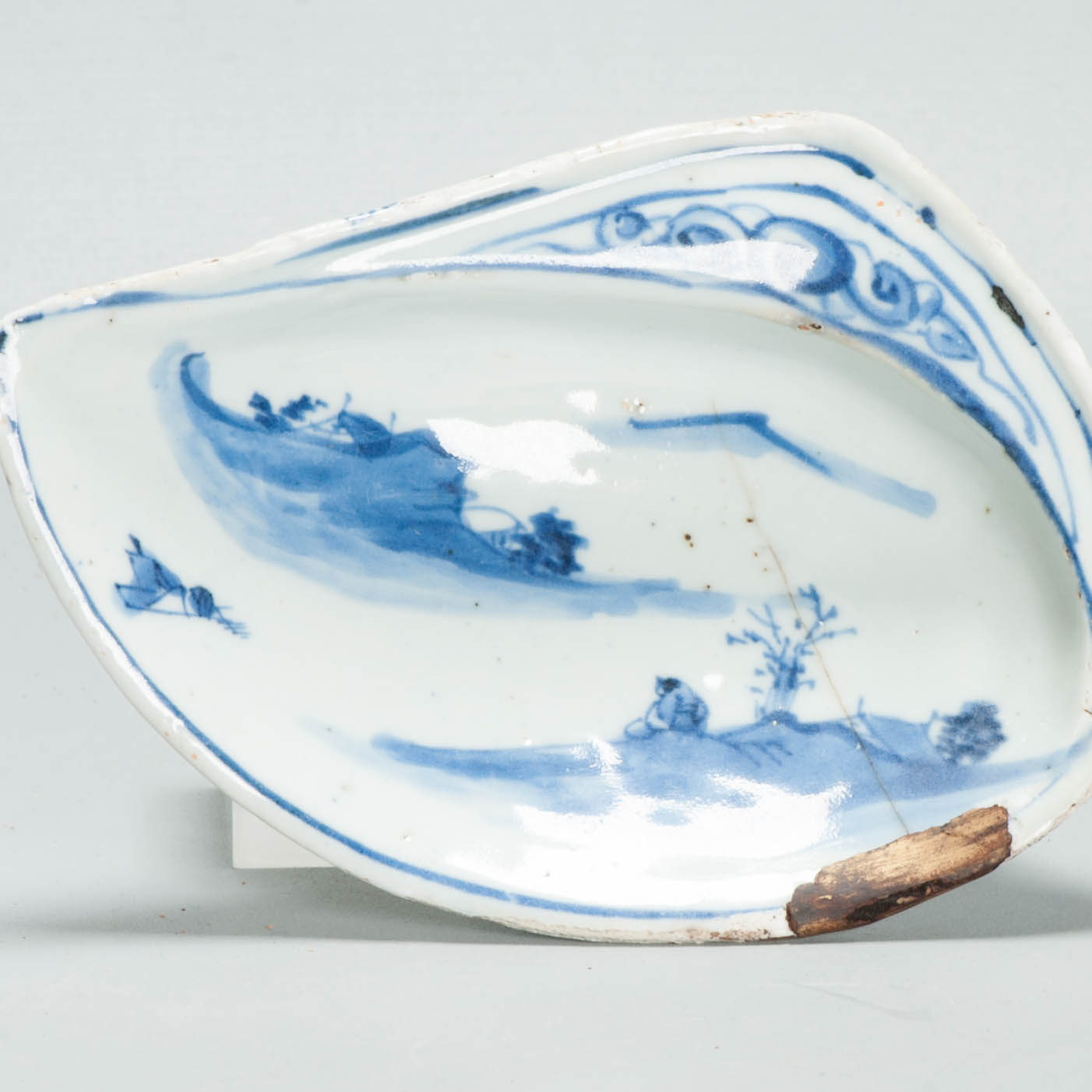 Antique Chinese Porcelain Dish ca 1600-1640 Shell Shape Literatus Kosometsuke - Image 7