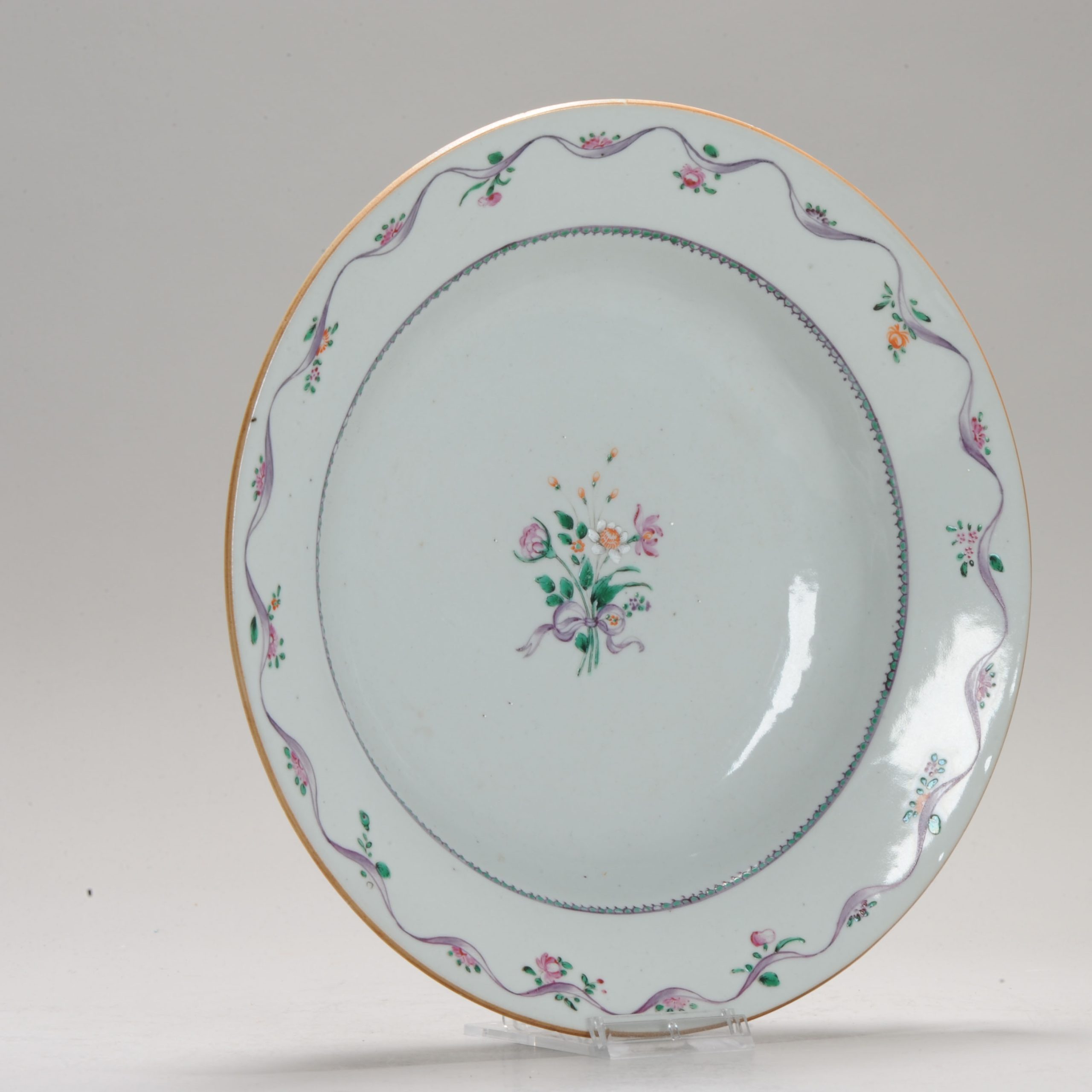 Antique Famille Rose Dish Chinese Plate 18th Floral Plate Chinese Porcelain Qianlong - Image 2