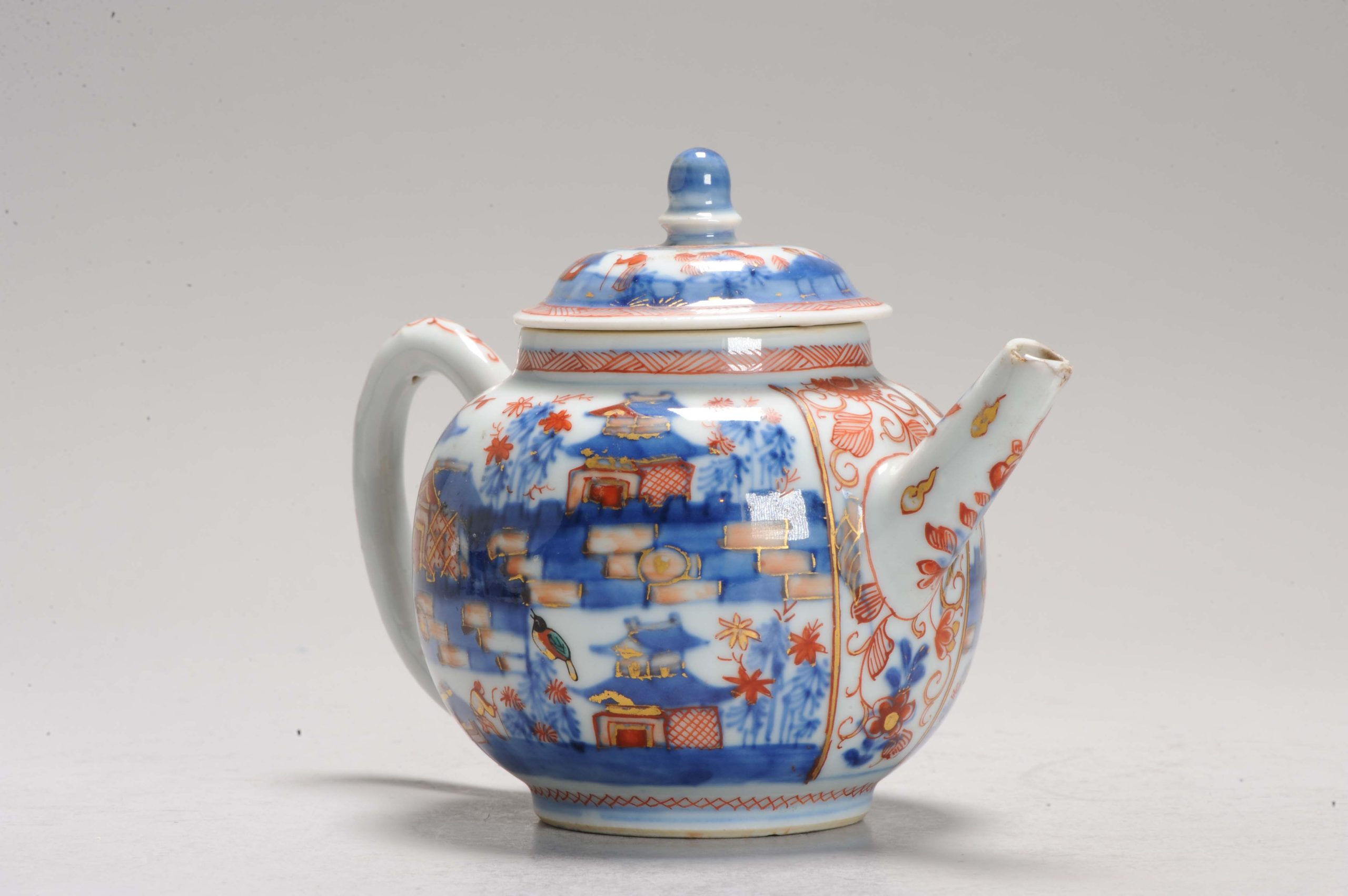 Antique 18C Chinese Porcelain Kangxi Teapot Redecorated Amsterdam Bont