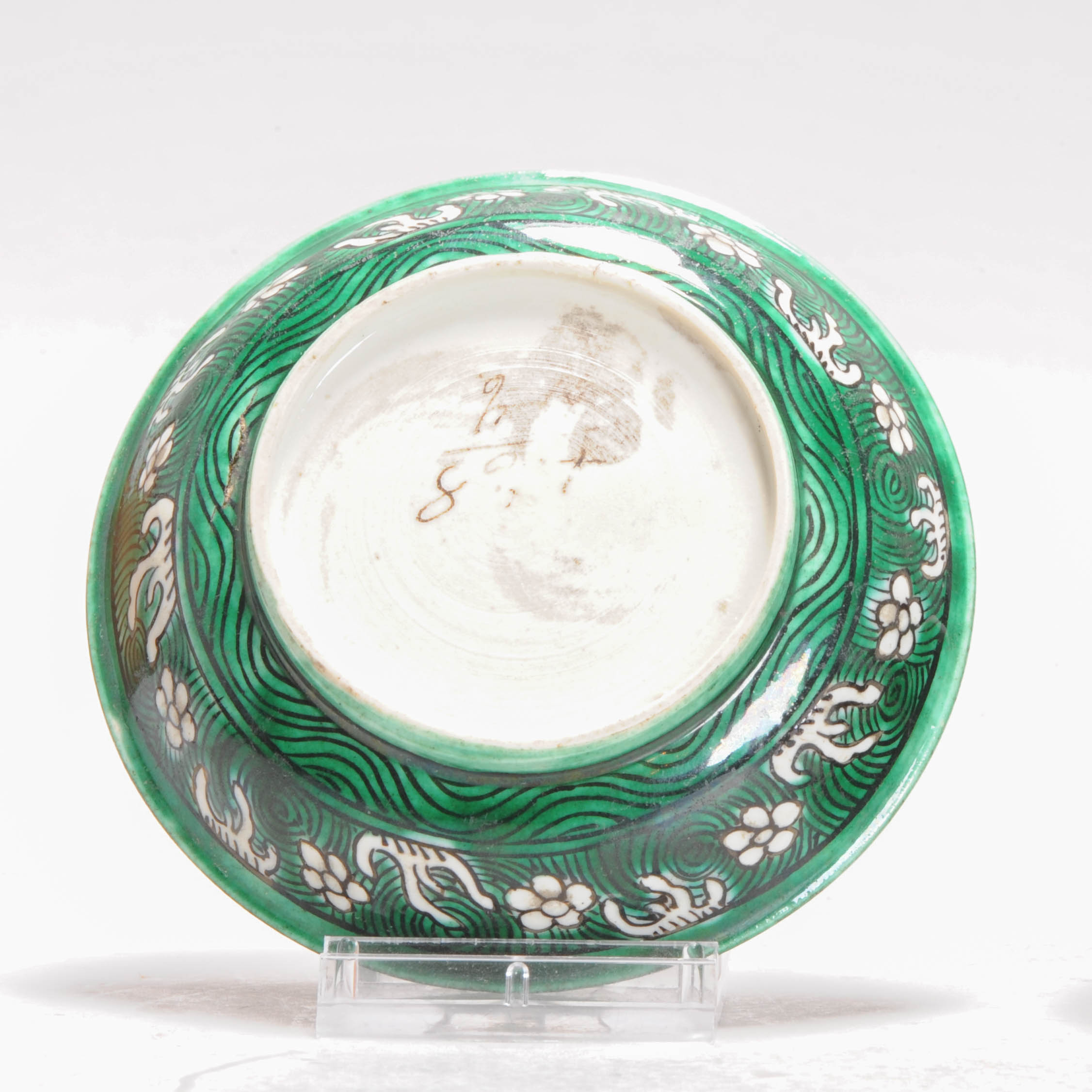 Antique Kangxi Chinese porcelain Sancai China Famille Verte Biscuit Waves Symbols - Image 11