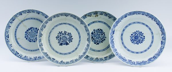 #10 Antique Chinese Porcelain 18th C Yongzheng/Qianlong Kraak Blue Dinner Plates - Image 5