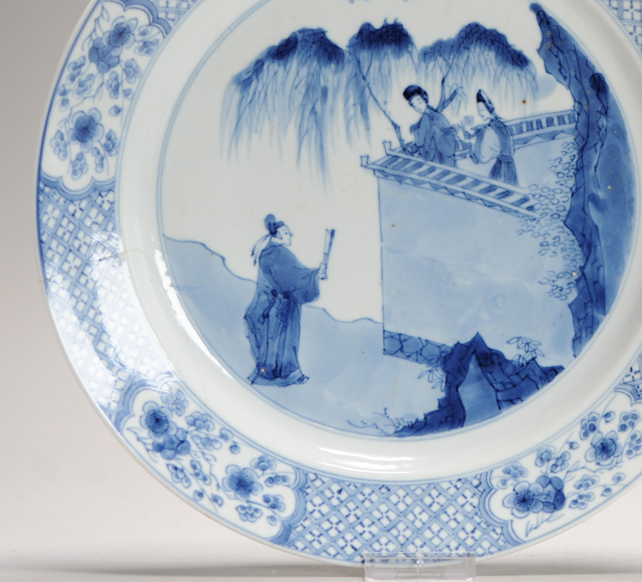 A Rare Kangxi period Chinese porcelain Large Dish with Pagode Balcony or Wall Marked - Image 6