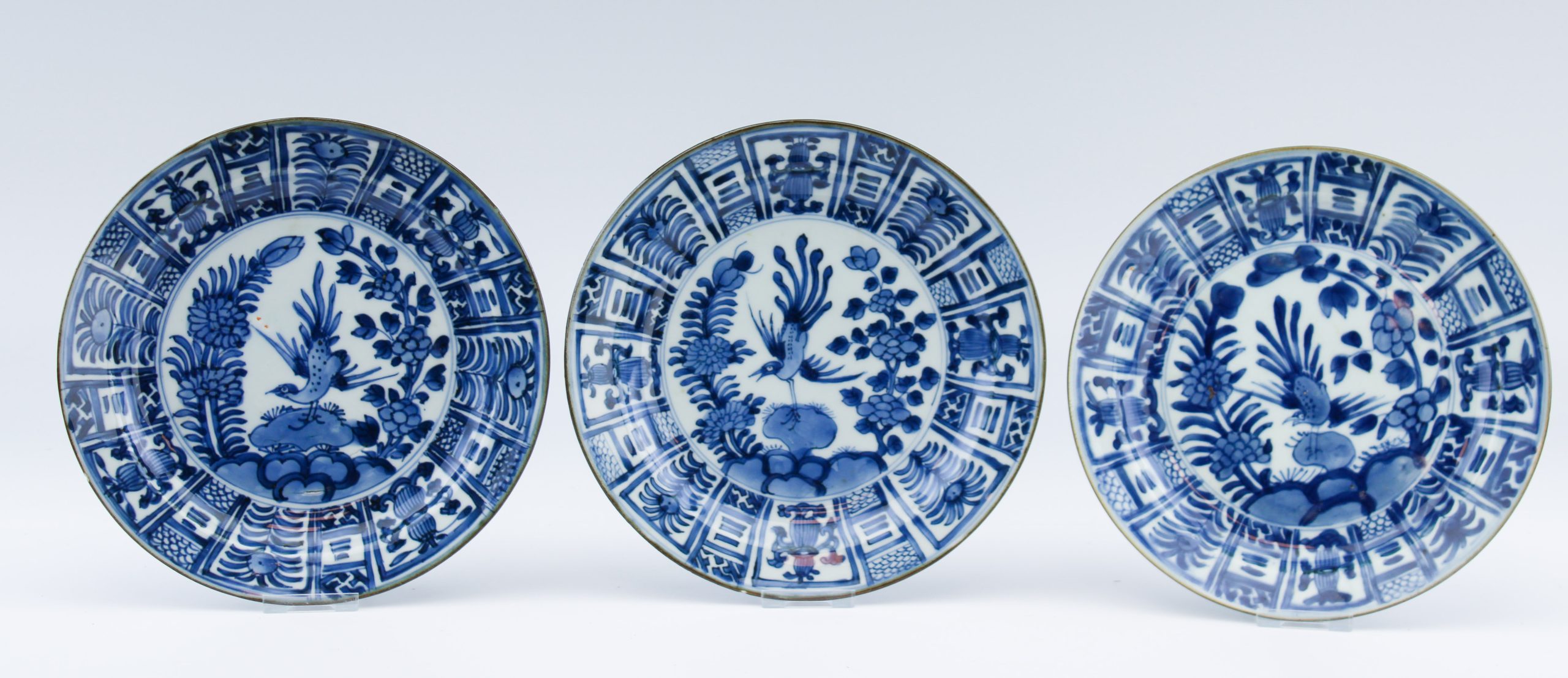 #6 Antique Chinese Porcelain 18th C Kangxi Kraak Blue White Set Dinner Plates - Image 3