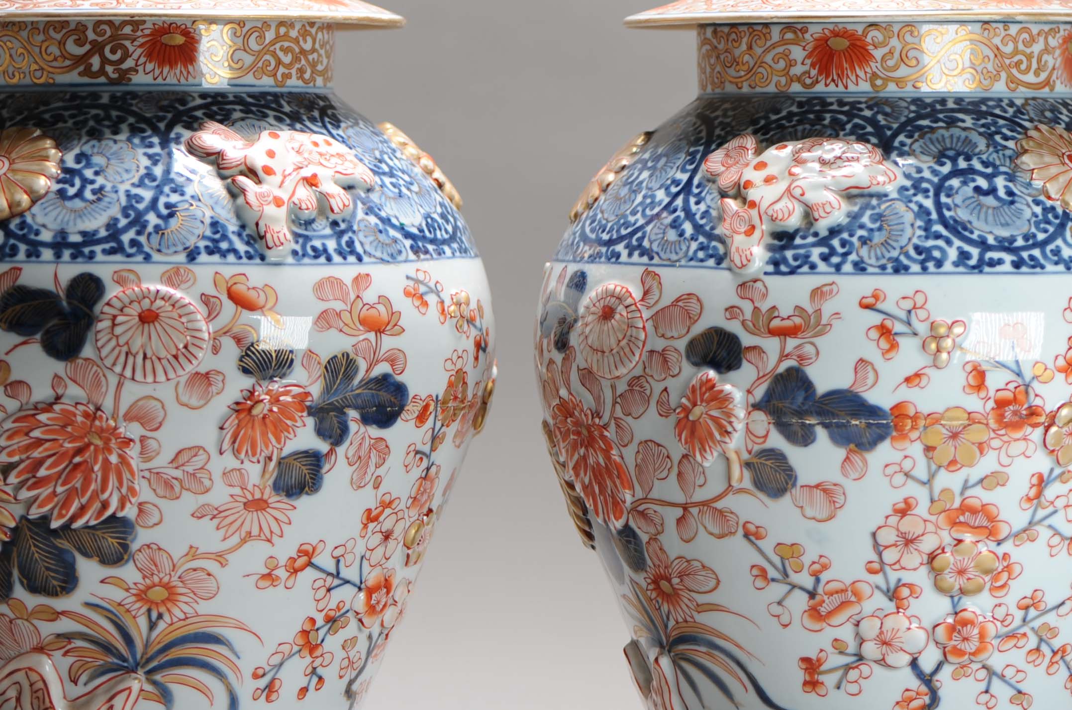 Antique 19th Century Japanese Style Porcelain Garniture Vases Edme Samson Paris - Image 9