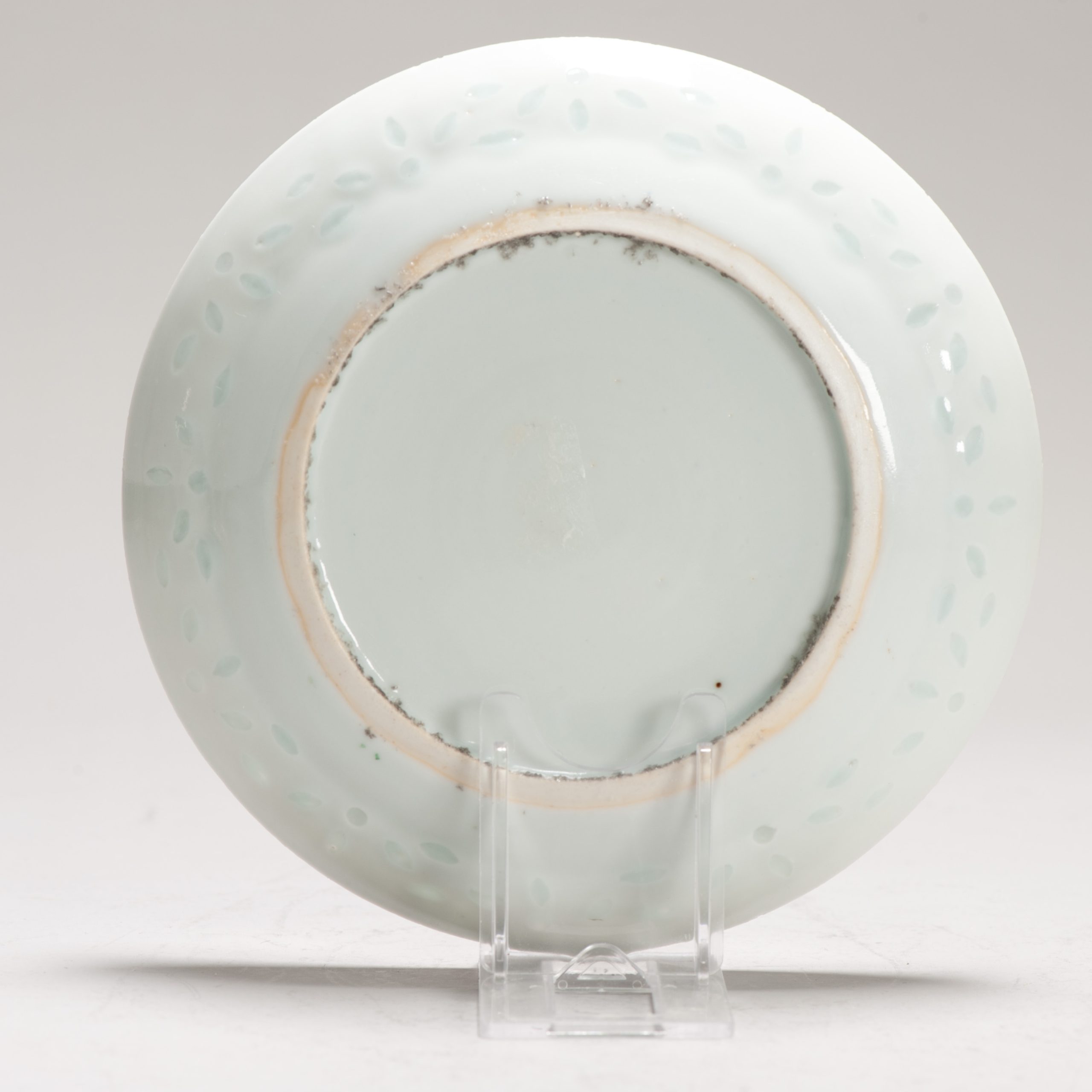 Antique Dish ca 1900 Rice Grain Chinese Porcelain Blue and White Enamel Landscape - Image 9