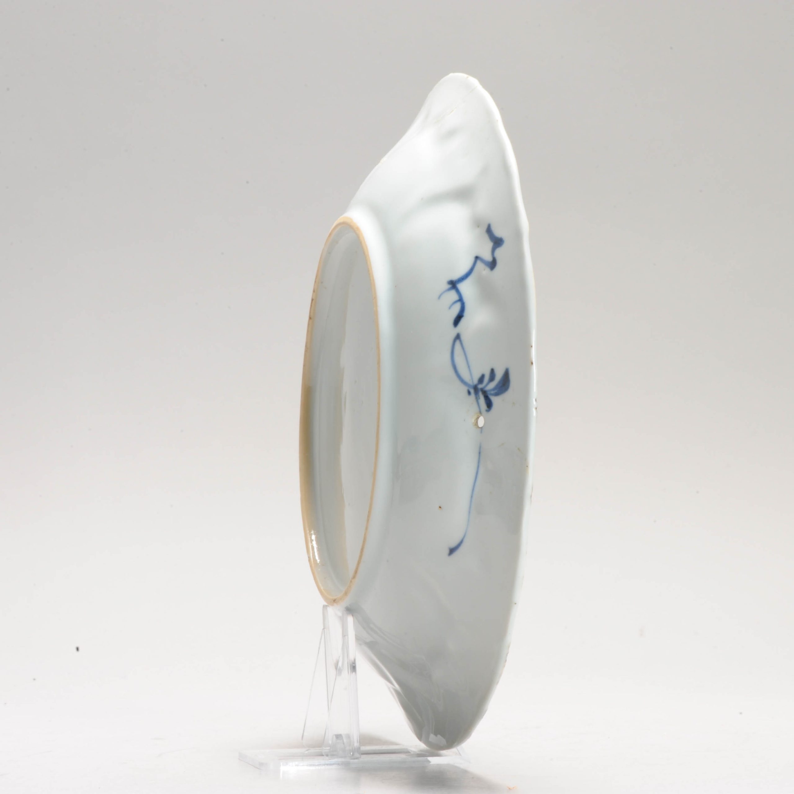 Chinese Kangxi Period Porcelain Moulded Dish Liza Garden Scene Blue White - Image 5
