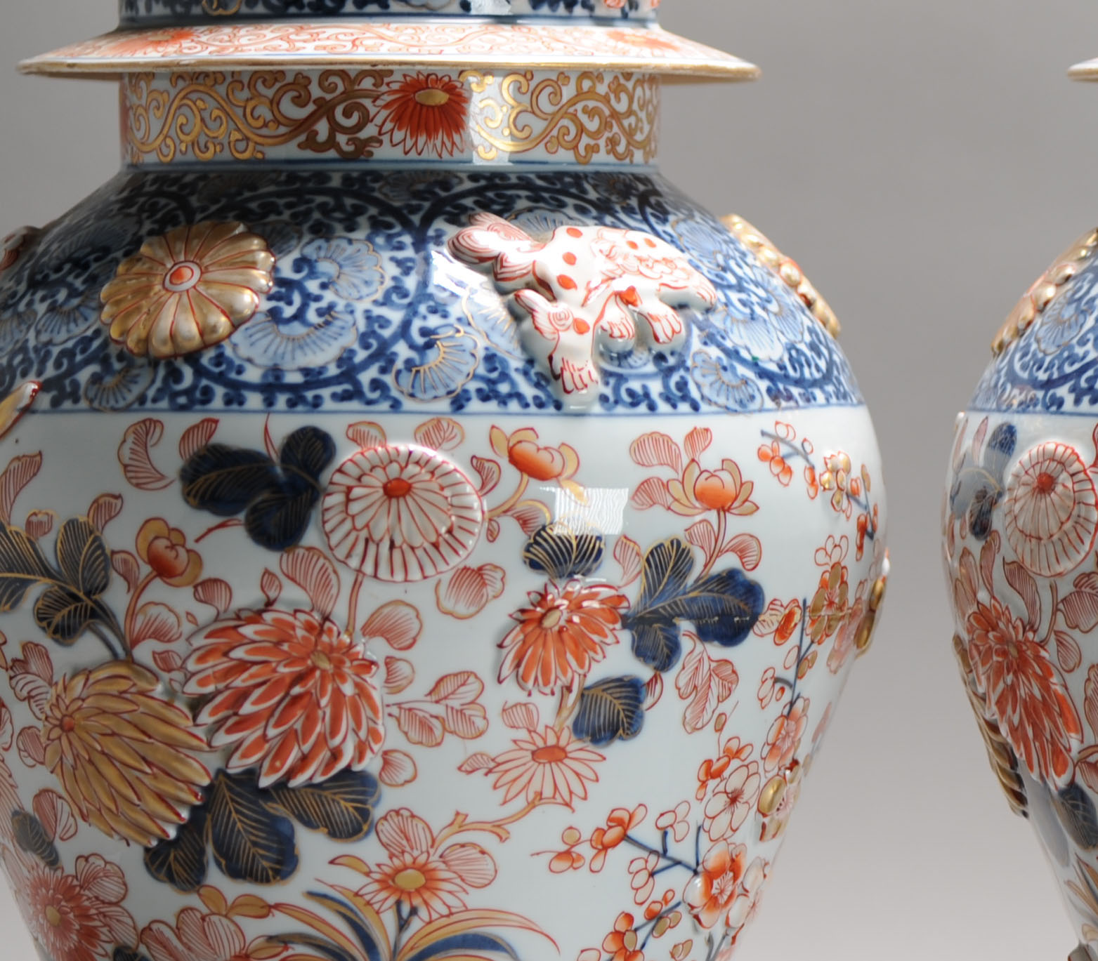 Antique 19th Century Japanese Style Porcelain Garniture Vases Edme Samson Paris - Image 7