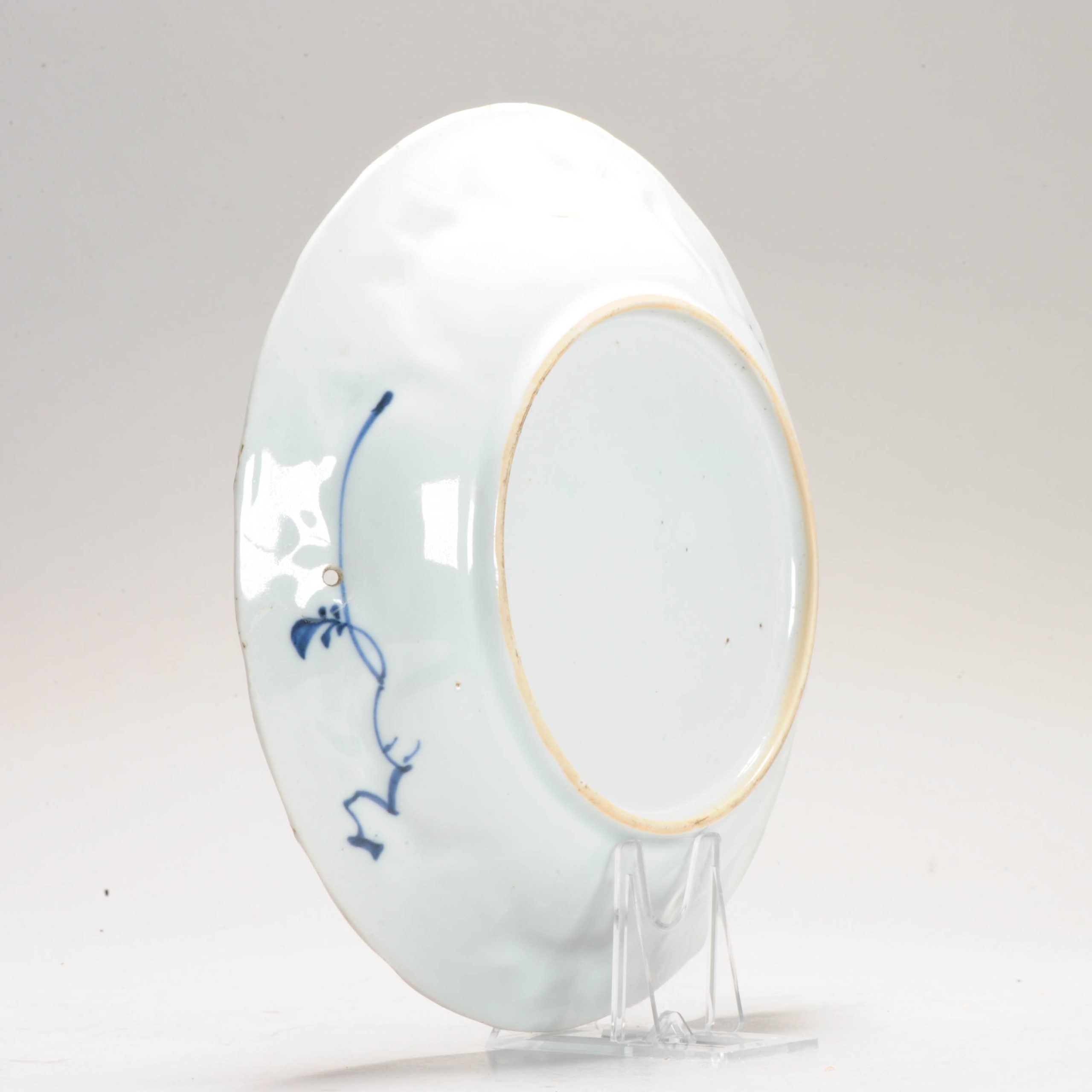 Chinese Kangxi Period Porcelain Moulded Dish Liza Garden Scene Blue White - Image 9