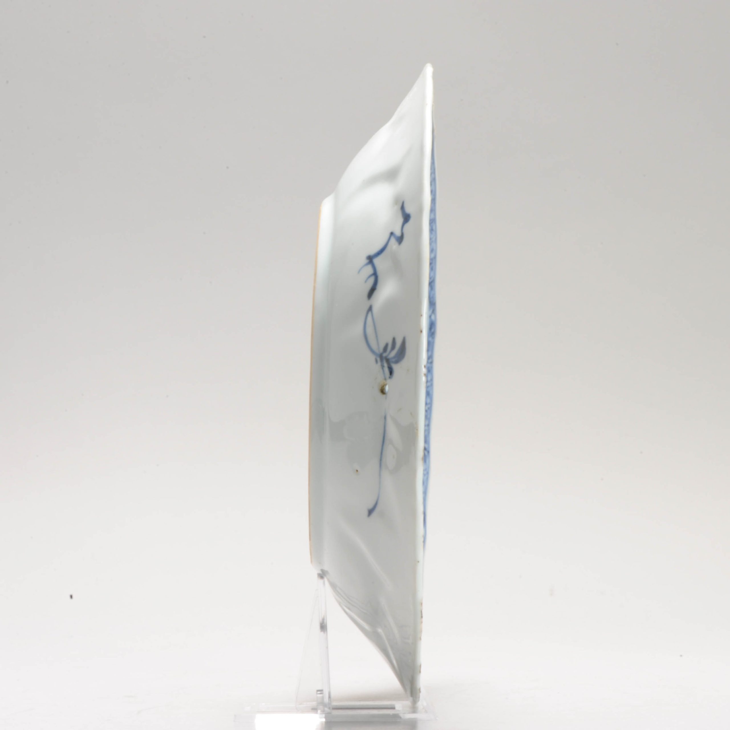 Chinese Kangxi Period Porcelain Moulded Dish Liza Garden Scene Blue White - Image 4
