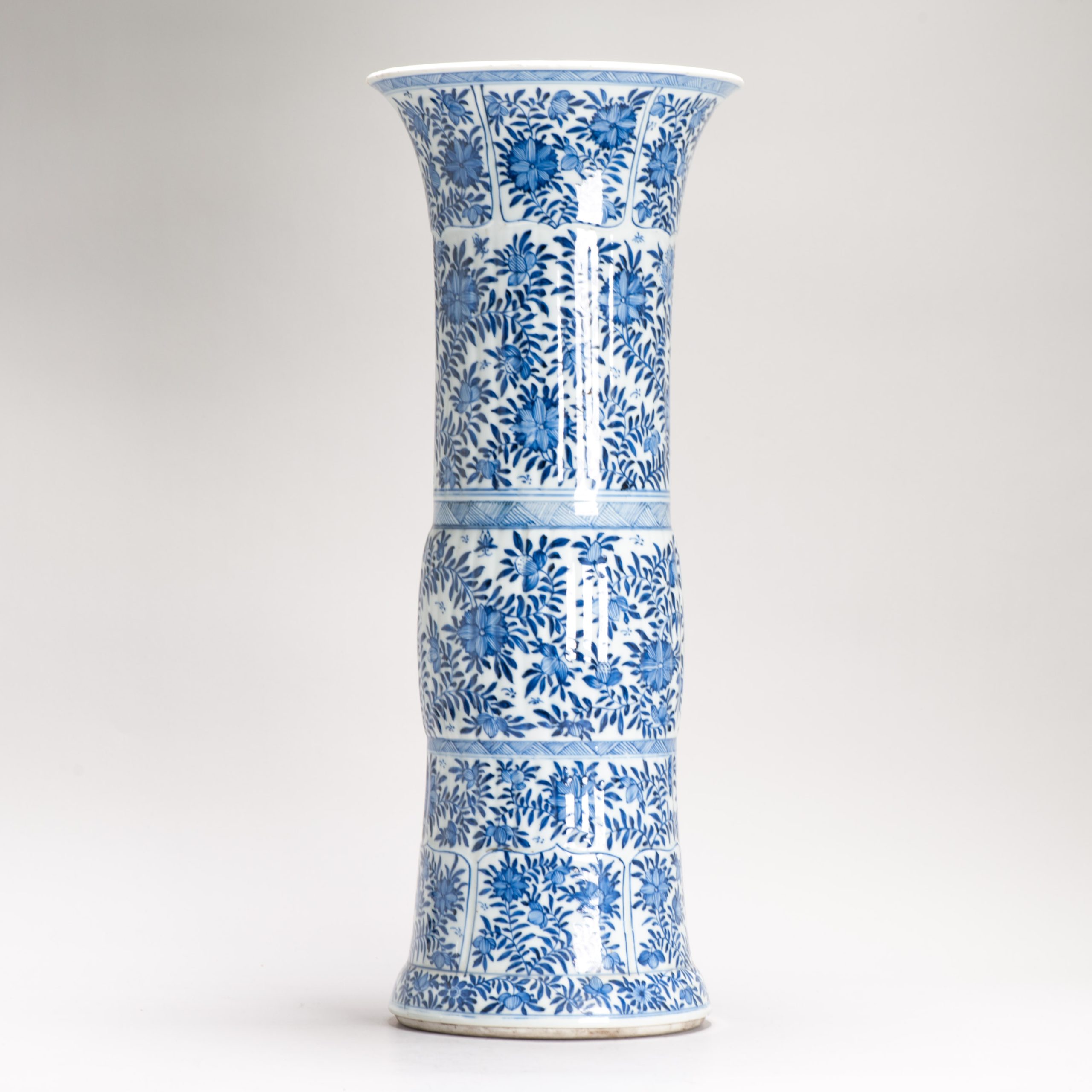 50CM GU Beaker Vase Chinese Porcelain Kangxi Period Blue and white Flowers Cobalt - Image 12