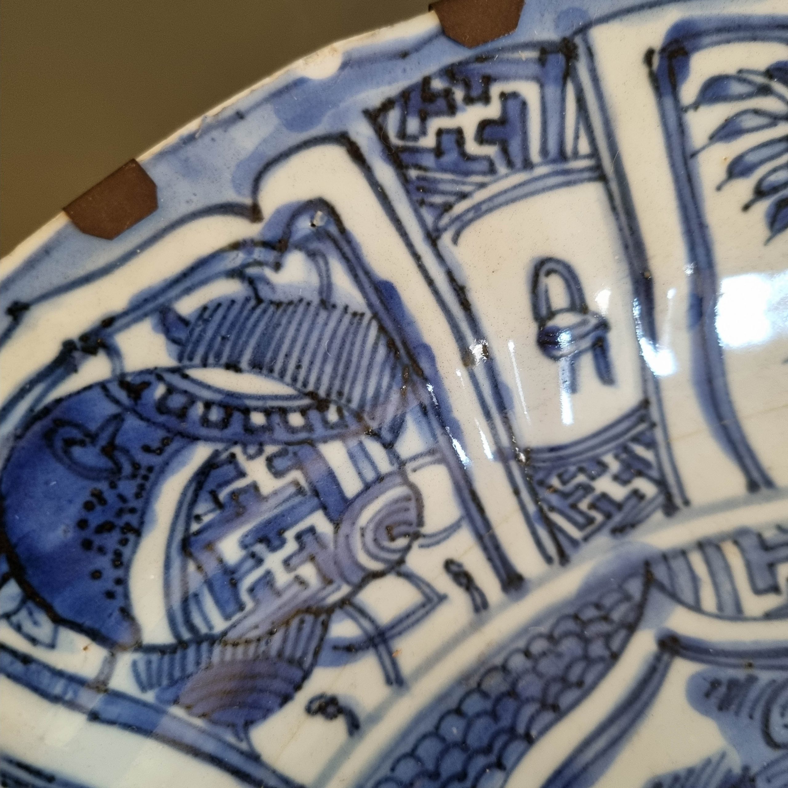 Antique Ming Period Chinese Porcelain Kraak Ducks Geese Landscape Charger - 图片 16