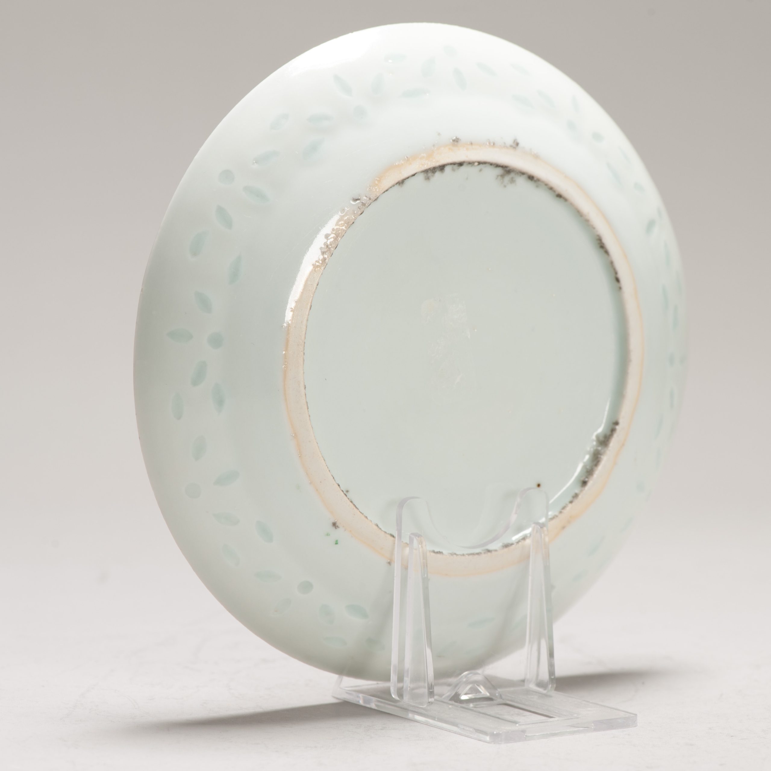 Antique Dish ca 1900 Rice Grain Chinese Porcelain Blue and White Enamel Landscape - Image 8