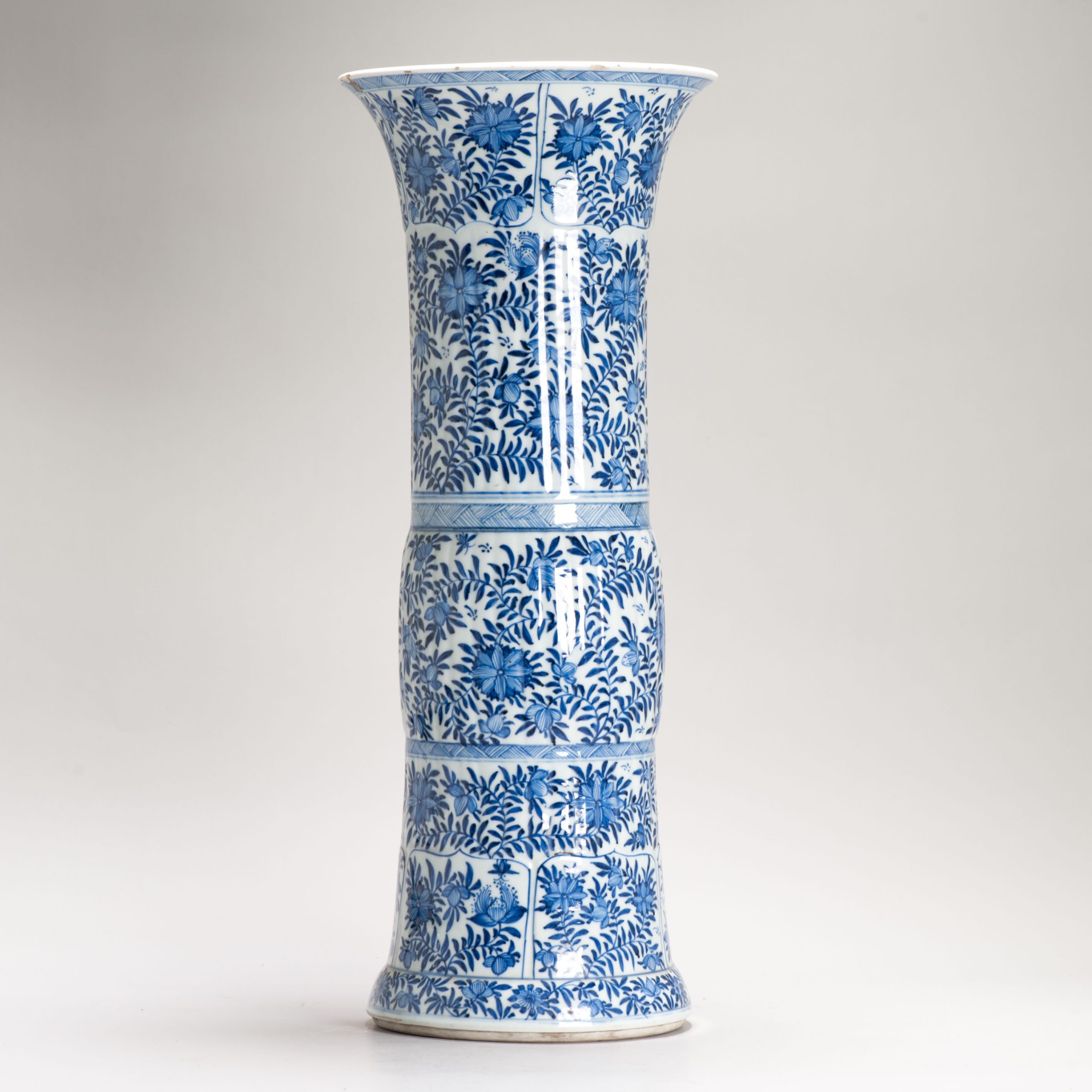 50CM GU Beaker Vase Chinese Porcelain Kangxi Period Blue and white Flowers Cobalt - Image 16