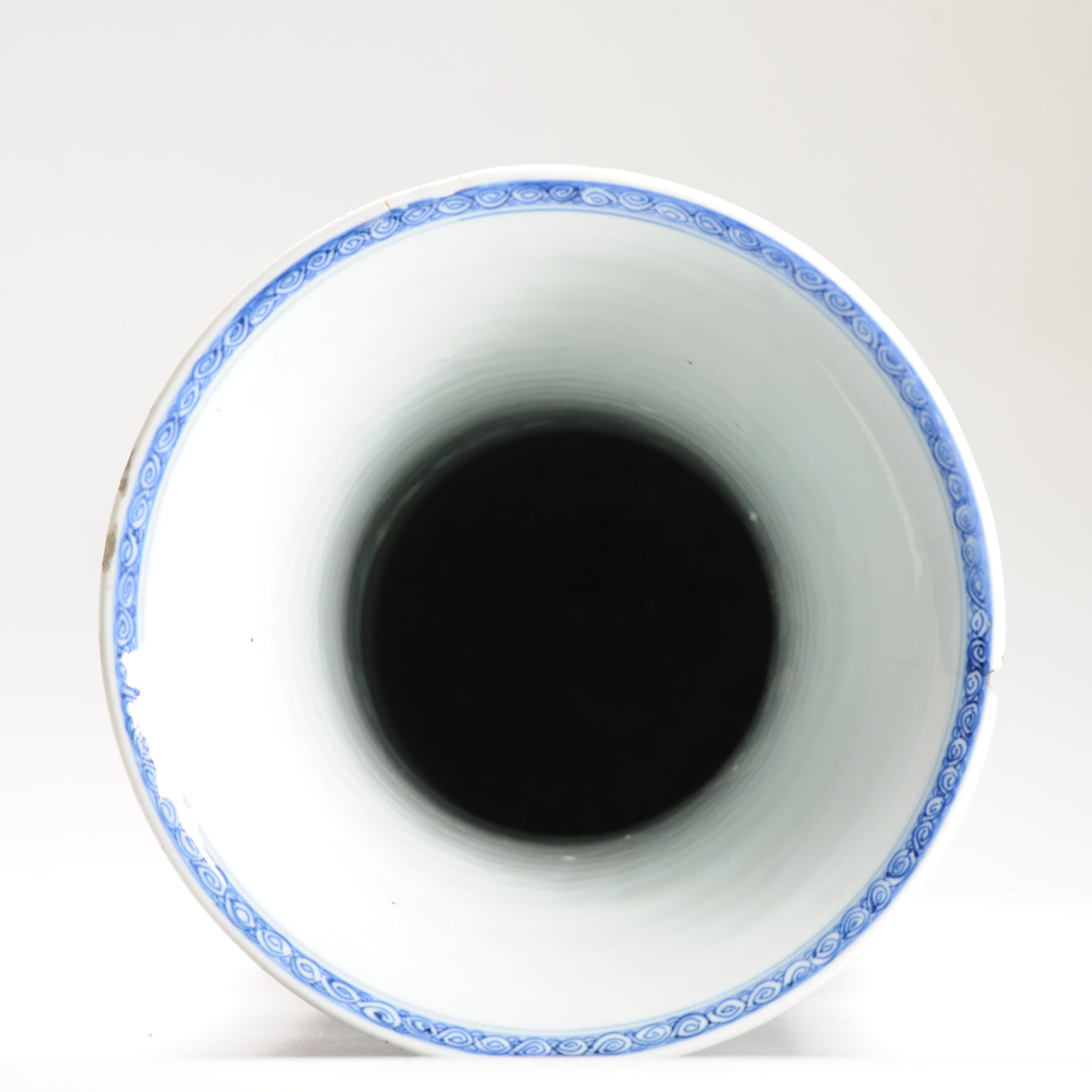 50CM GU Beaker Vase Chinese Porcelain Kangxi Period Blue and white Flowers Cobalt - Image 17