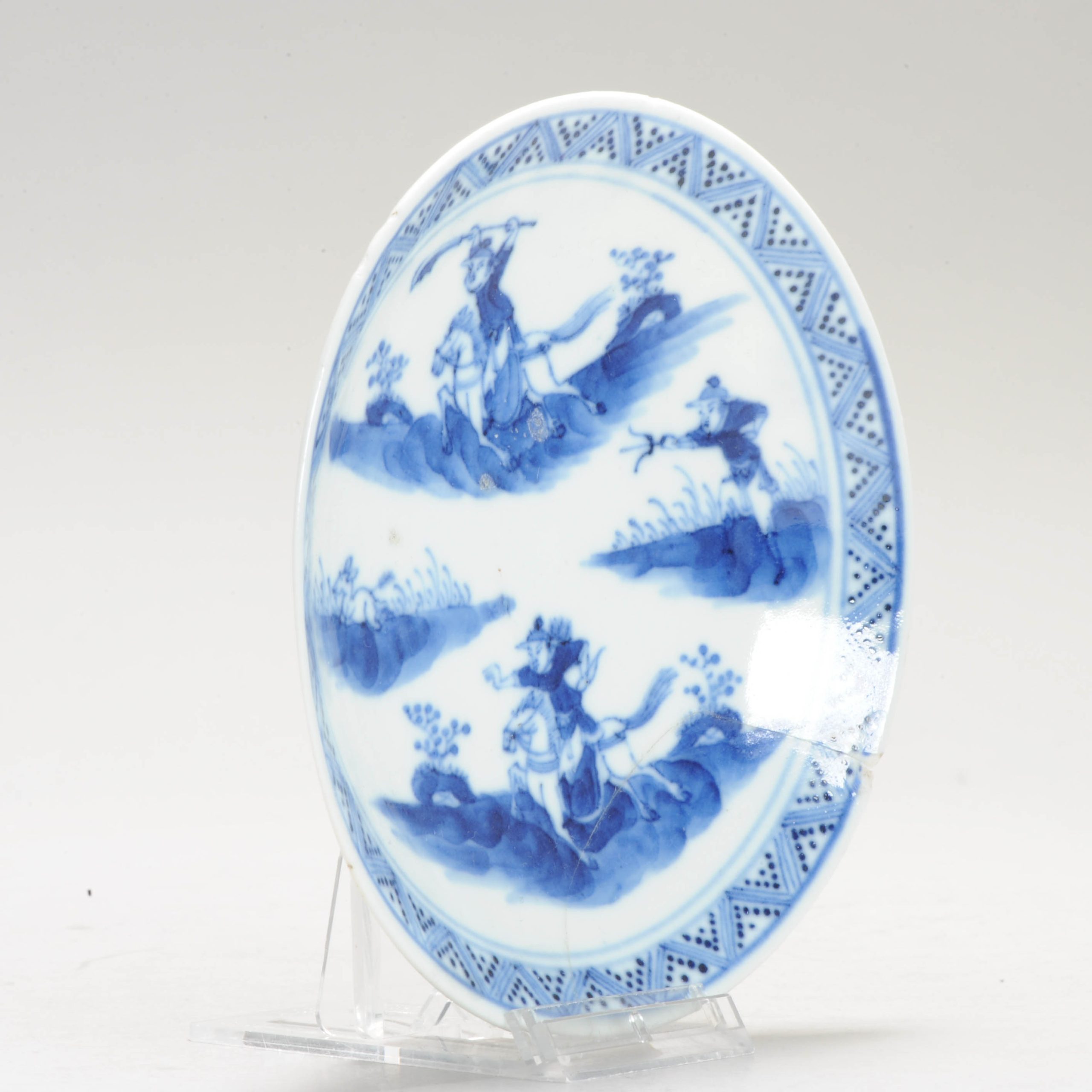 Guangxu 19th Kangxi Marked Chinese Porcelain Plate Hunter Scene - China - Antique - Image 3