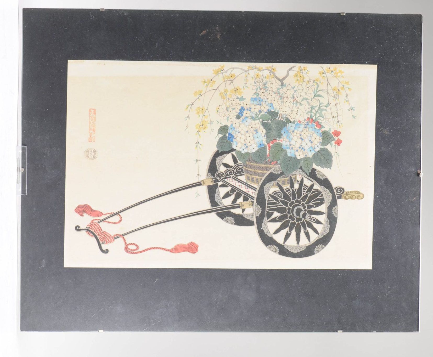 Antique 19th c Woodblock Print – Meiji Period 19th century Carriage