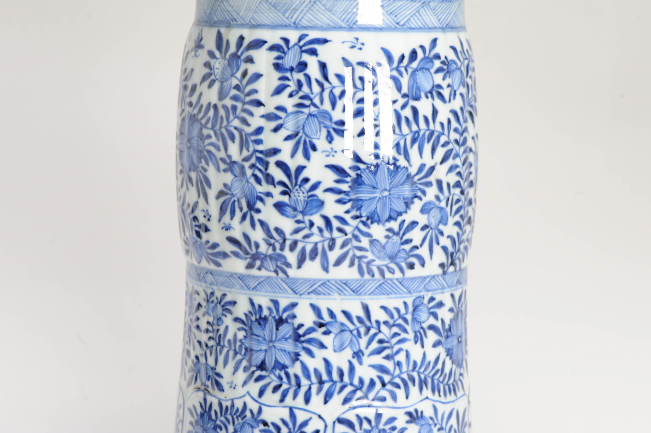 50CM GU Beaker Vase Chinese Porcelain Kangxi Period Blue and white Flowers Cobalt - Image 2