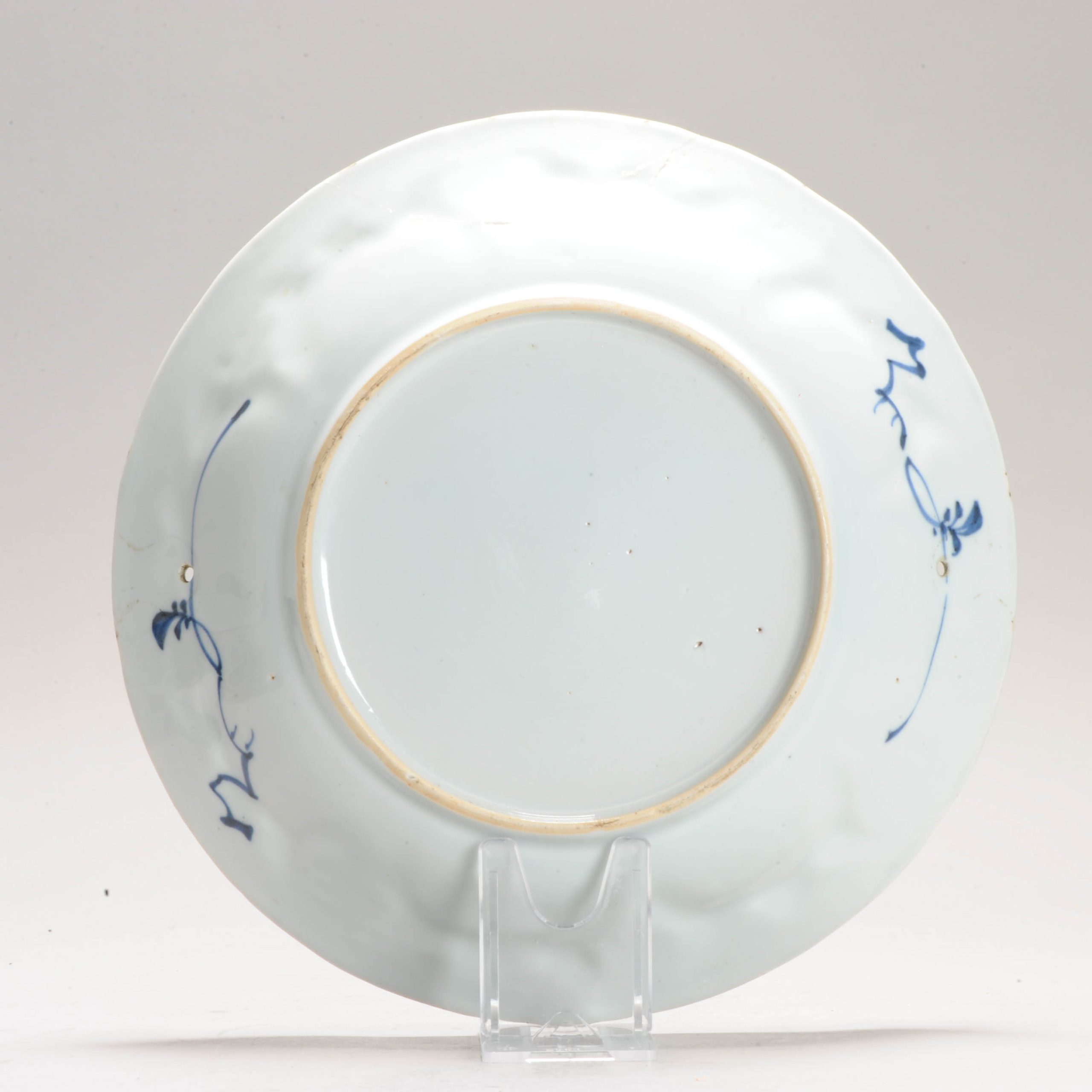 Chinese Kangxi Period Porcelain Moulded Dish Liza Garden Scene Blue White - Image 7