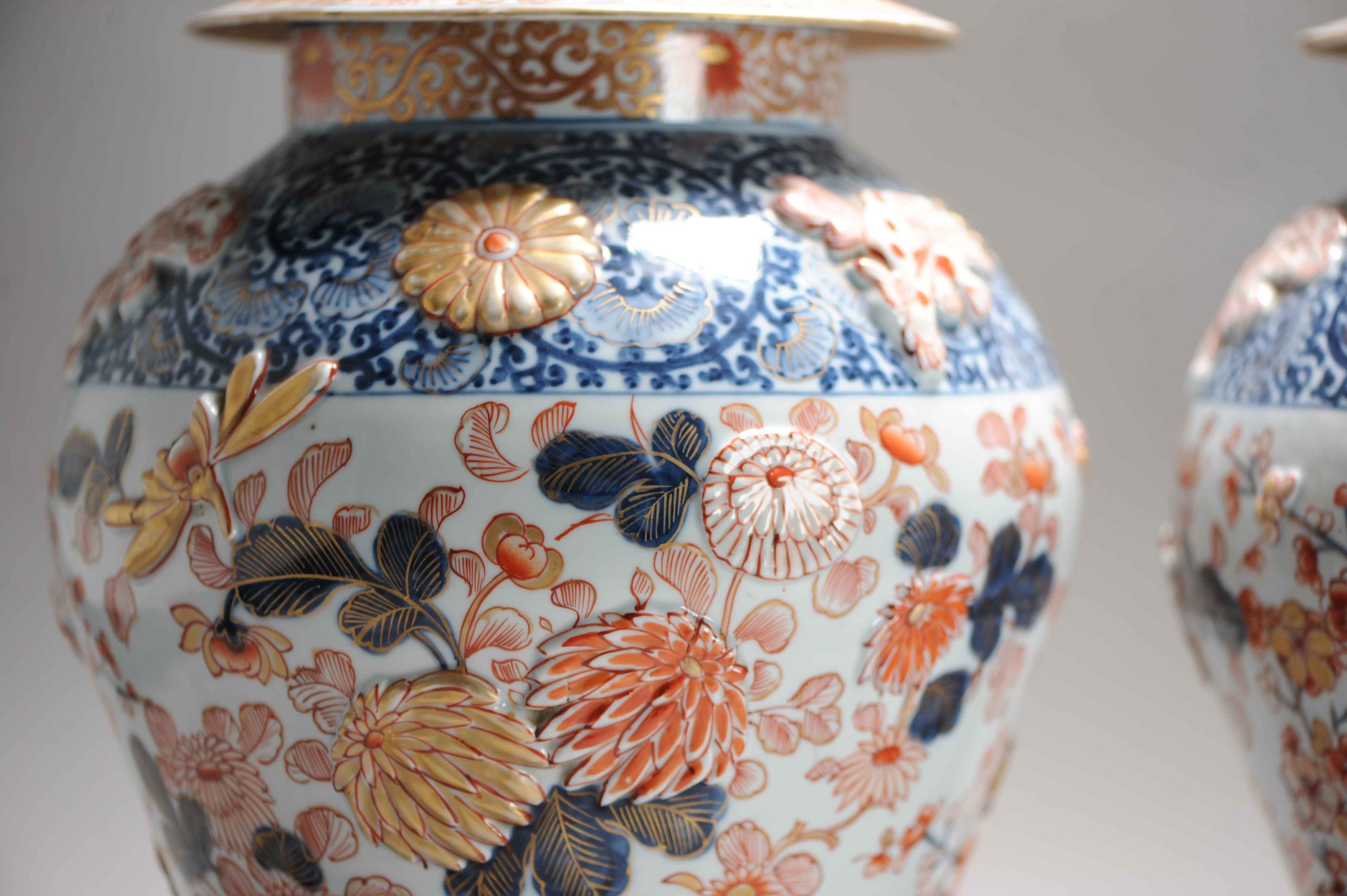 Antique 19th Century Japanese Style Porcelain Garniture Vases Edme Samson Paris - Image 2