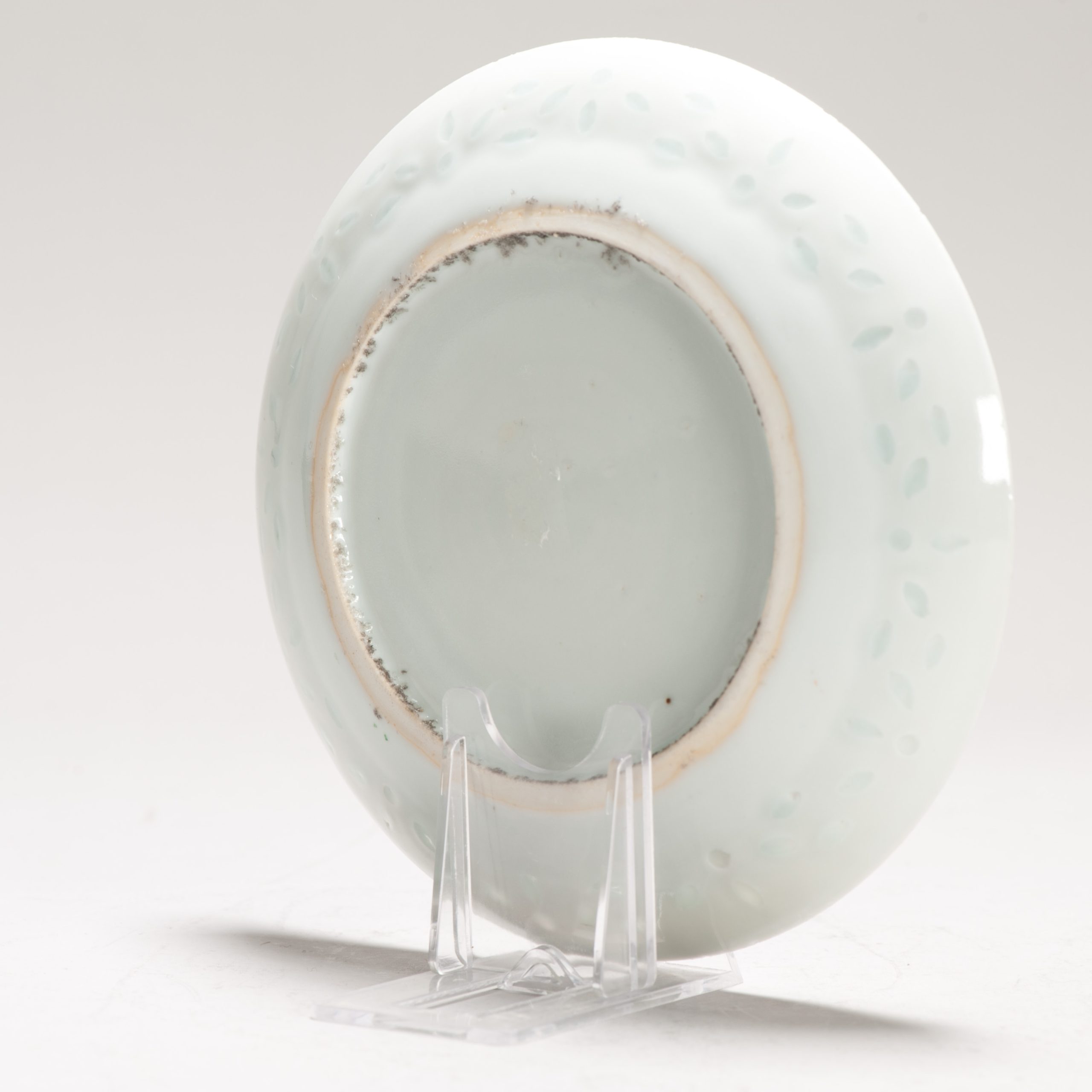 Antique Dish ca 1900 Rice Grain Chinese Porcelain Blue and White Enamel Landscape - Image 10