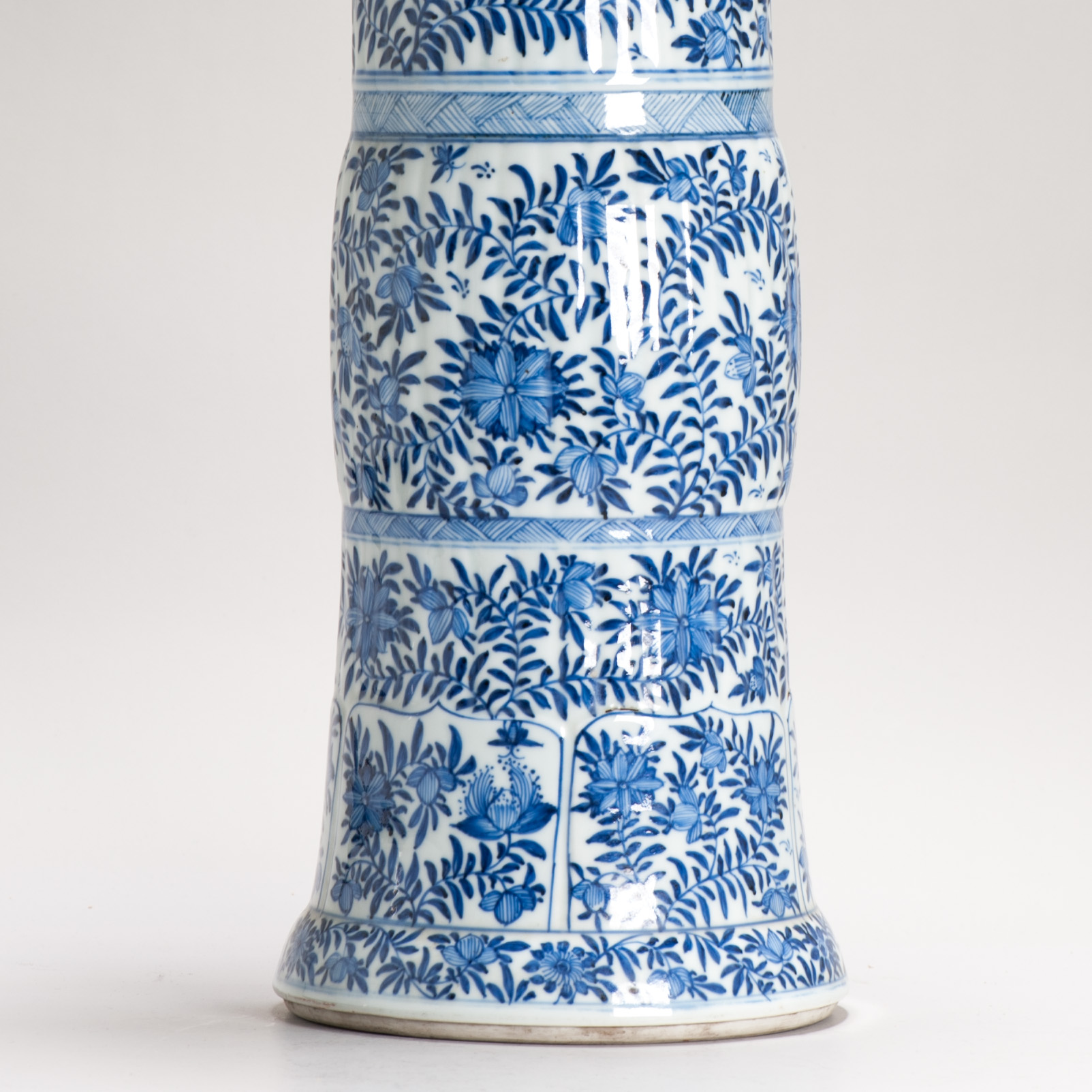 50CM GU Beaker Vase Chinese Porcelain Kangxi Period Blue and white Flowers Cobalt - Image 14