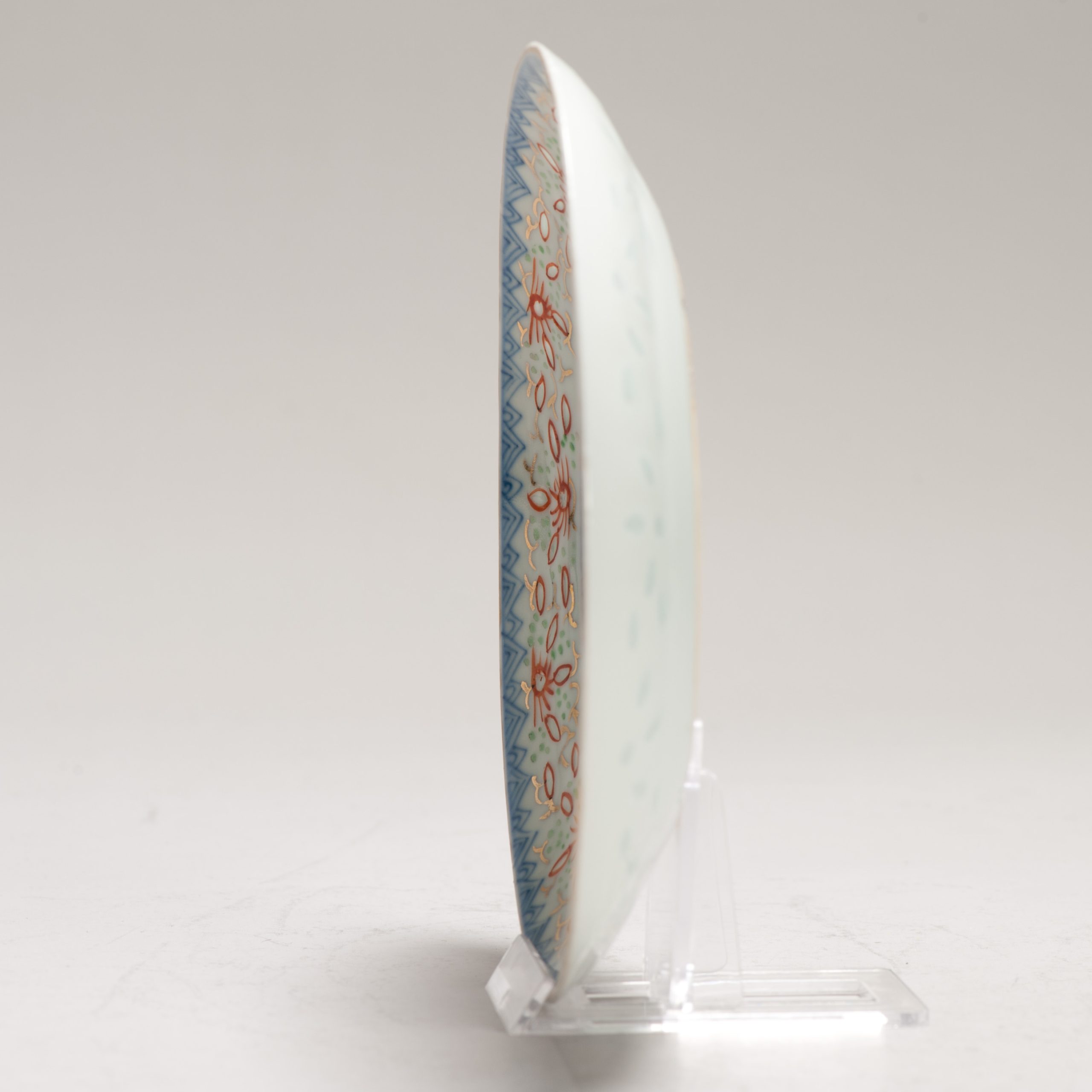 Antique Dish ca 1900 Rice Grain Chinese Porcelain Blue and White Enamel Landscape - Image 6